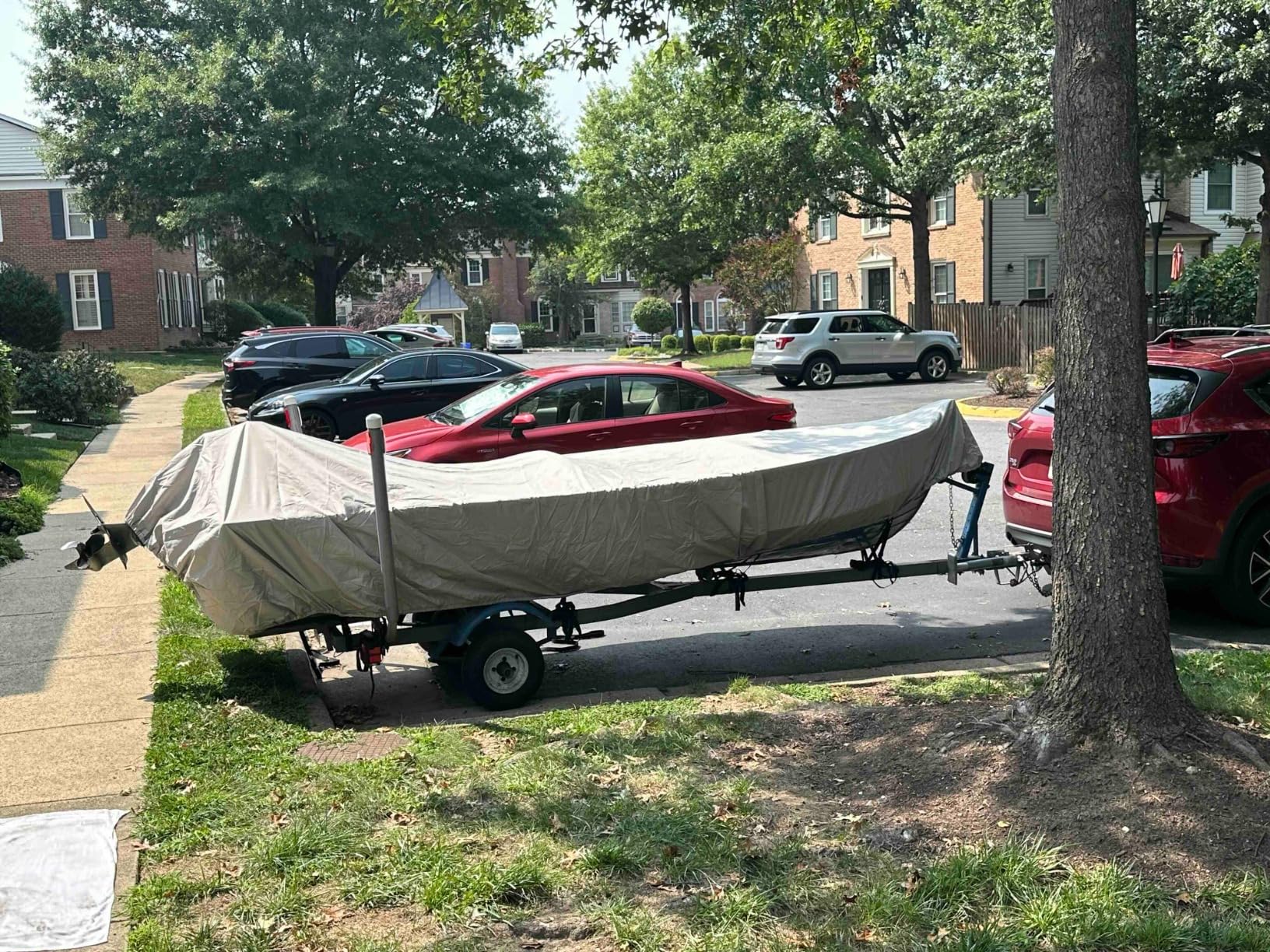 Trailerable Boat Cover 17-19ft with Outboard Motor Cover, 900D Fade Resistant Marine Canvas Waterproof Boat Covers customer photo 1