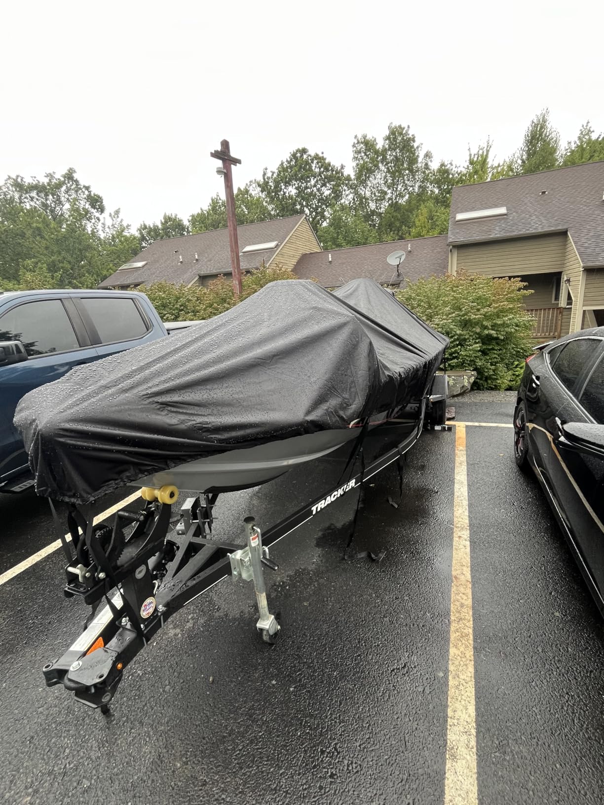 Trailerable Boat Cover 17-19ft with Outboard Motor Cover, 900D Fade Resistant Marine Canvas Waterproof Boat Covers customer photo 2