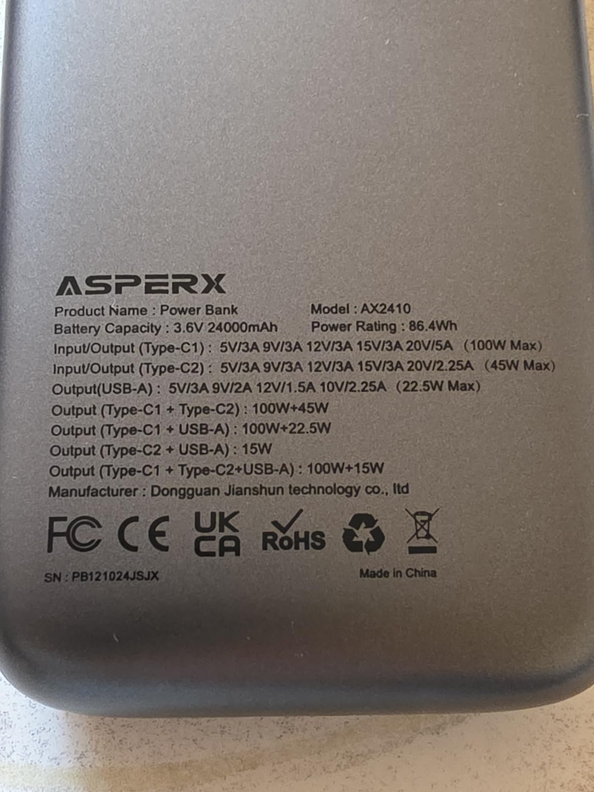 AsperX Laptop Power Bank, 25,000mAh 140W PD 3.1 Fast Charging Portable Charger, TFT Smart Display USB C Battery Pack(92.5Wh) for MacBook Pro/iPhone 17/Dell XPS/Galaxy S25/ipad/HP (Flight-Approved) customer photo 1