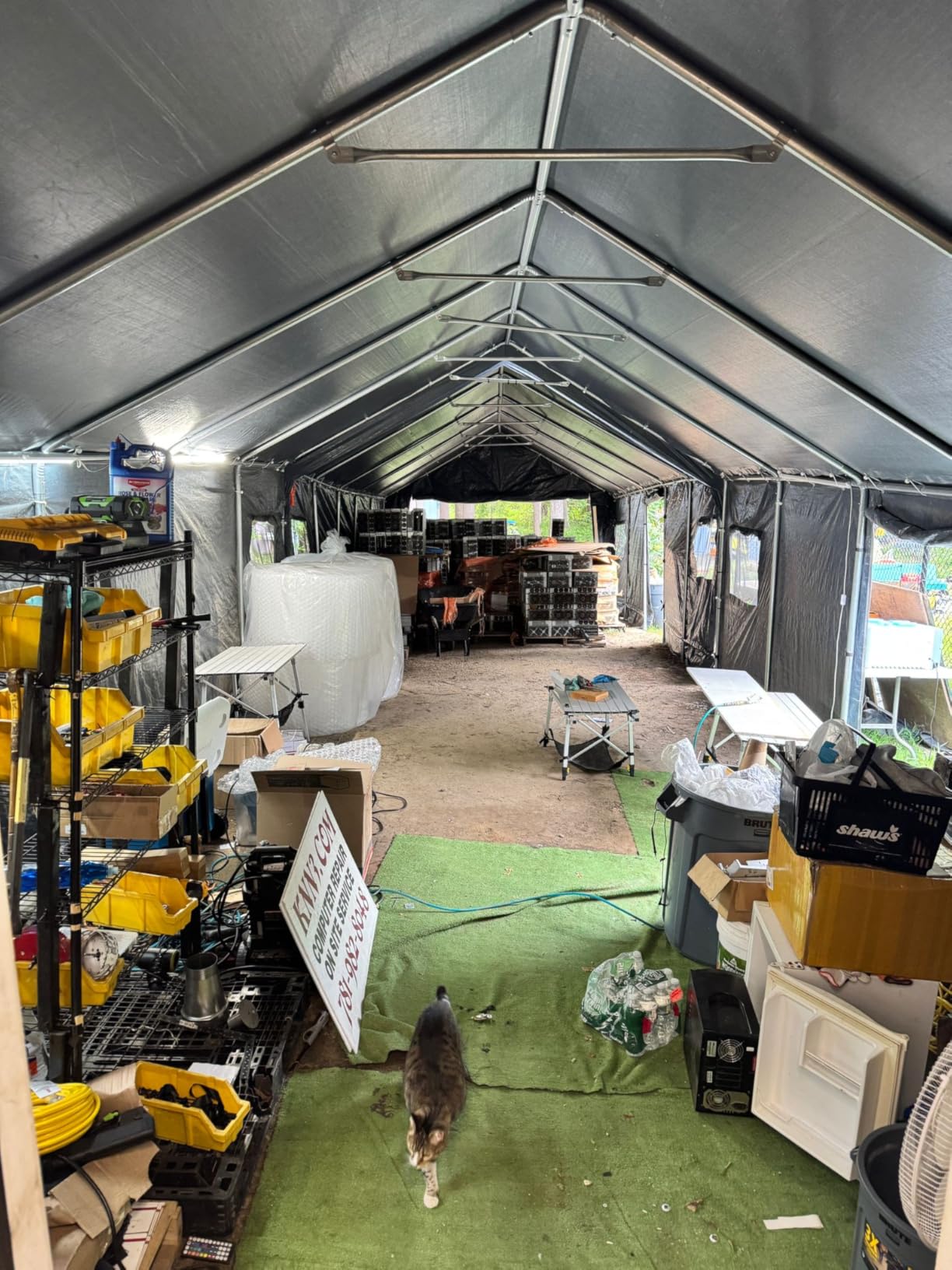 GREEN PARTY 8x12 ft Storage Shelter Shed Portable Outdoor Carport Garage | Heavy Duty Metal Frame, Waterproof Canopy Tent, Roll-up zipper Door & Vents, UV&Wind Resistant, for Car, Motorcycle & Bike customer photo 1