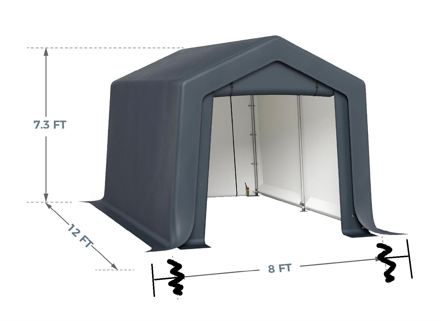GREEN PARTY 8x12 ft Storage Shelter Shed Portable Outdoor Carport Garage | Heavy Duty Metal Frame, Waterproof Canopy Tent, Roll-up zipper Door & Vents, UV&Wind Resistant, for Car, Motorcycle & Bike customer photo 2