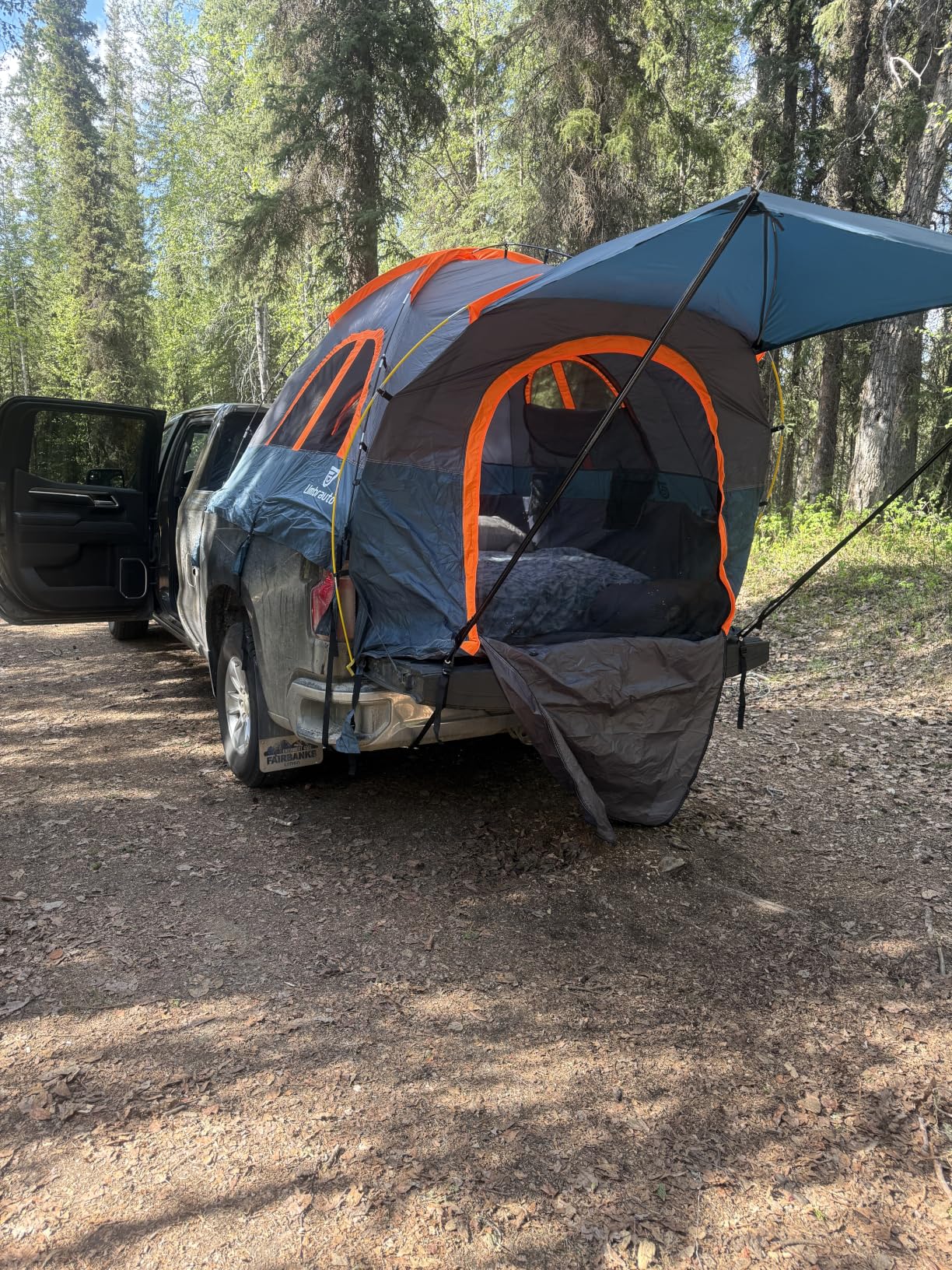 Truck Bed Tent with Awning: 5.5-5.8FT PU3000mm Waterproof Tailgate Pickup Truck Tents, Easy Set-up for 2 Person, Fits Full Size Short Bed, Chevy, Dodge, Ford, GMC, Green customer photo 2
