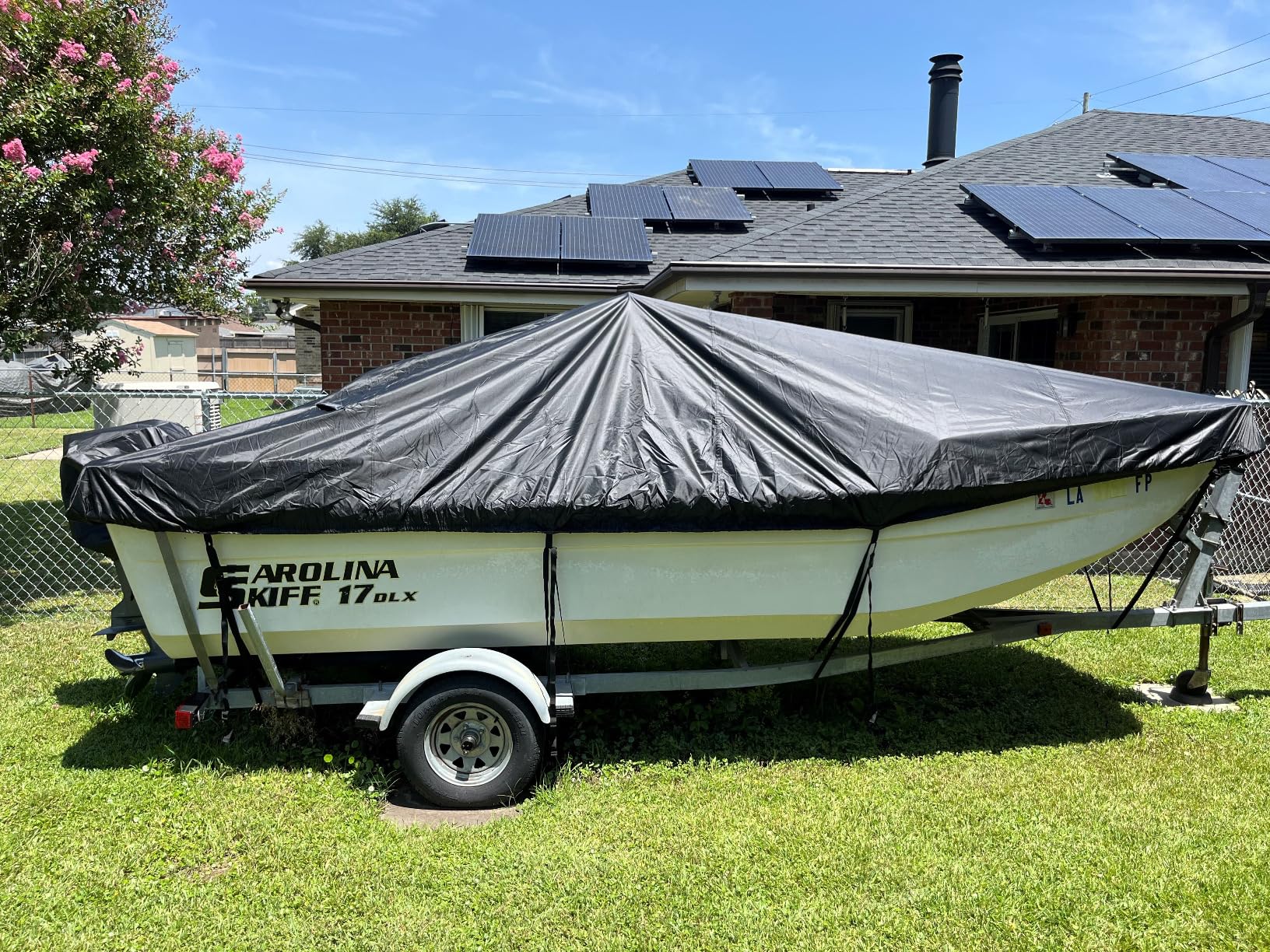 Bass Boat Covers 17-19ft, 600D Heavy Duty Waterproof Boat Cover 17 18 19 Foot (17'-19' with Motor Cover), Fits V-Hull, Fishing, Runabout Bowrider Boat customer photo 2
