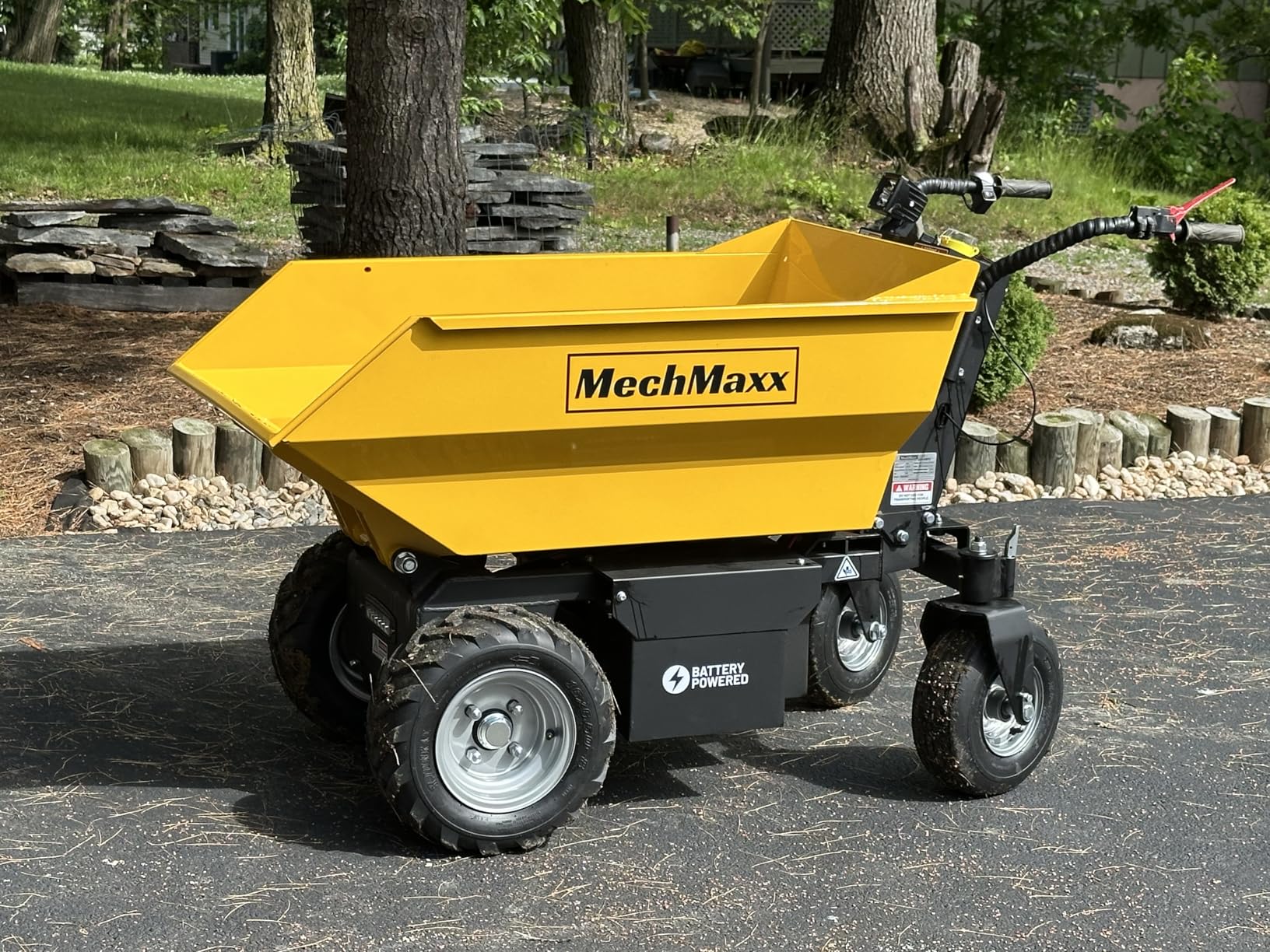 MechMaxx 1100Lb Loading 48V Battery Powered Wheel Barrow Electric Dumper Cart with 30W Light, Hydraulic Tipping, 1000W Brushless DC Motor, LED Display Screen, Model EH50 Red customer photo 1