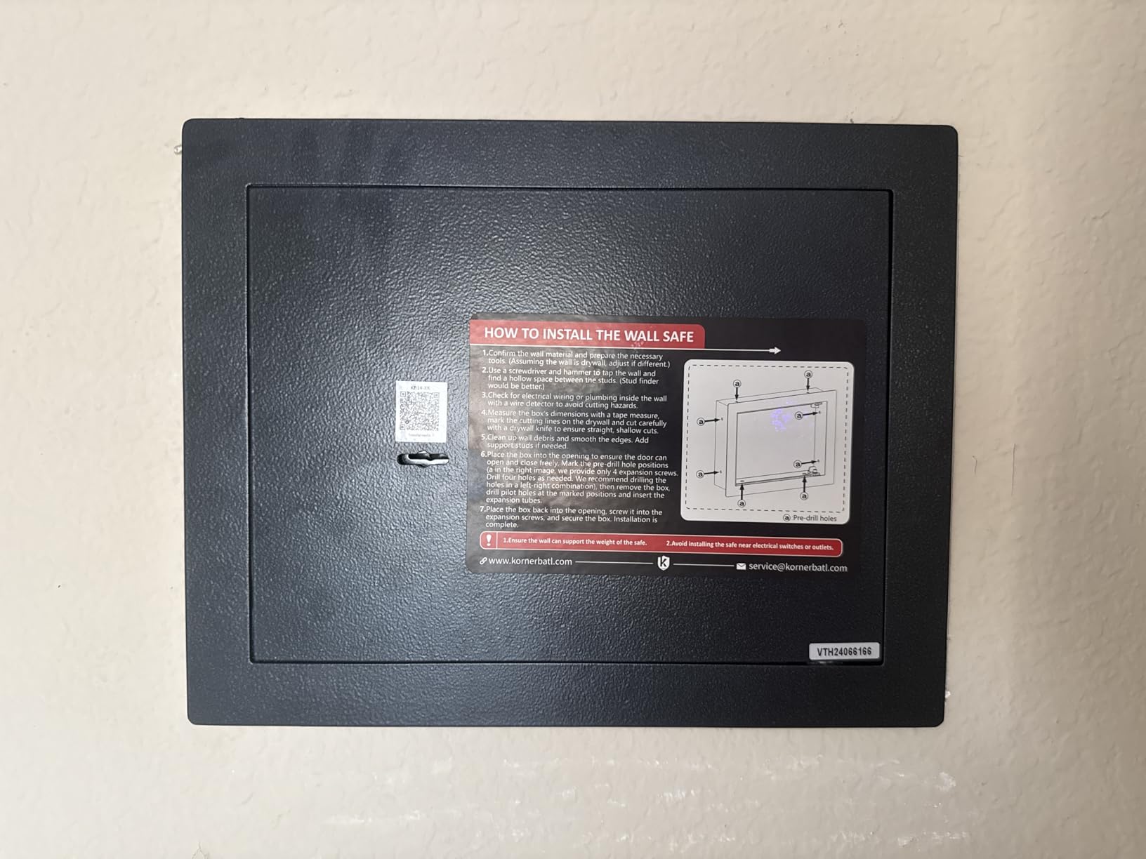 Black Small Hidden In Wall Safe Between The 16 Inch Studs | 0.327 Cu Ft Key Lock Wall Safe with Removable Pegboard for Jewelry, Passports, Documents and Medicine customer photo 1