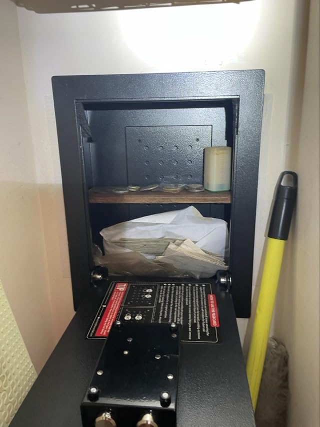Black Small Hidden In Wall Safe Between The 16 Inch Studs | 0.327 Cu Ft Key Lock Wall Safe with Removable Pegboard for Jewelry, Passports, Documents and Medicine customer photo 2