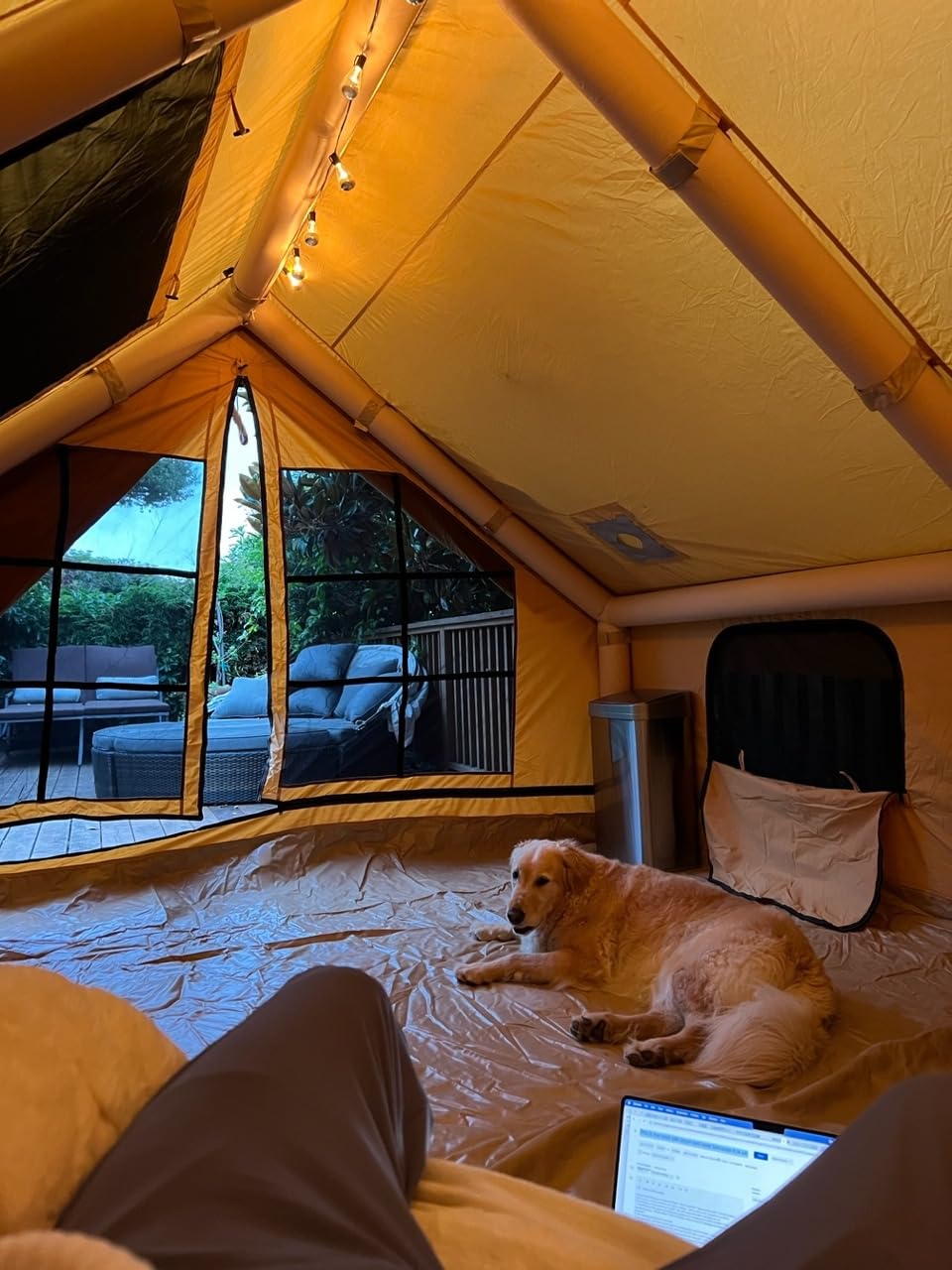 Inflatable Canvas Camping Tents with Stove Jack - Air Beam Blow Up Family Camping Tent for 2-6 People, Fast Setup Shelter with Hand Pump customer photo 2