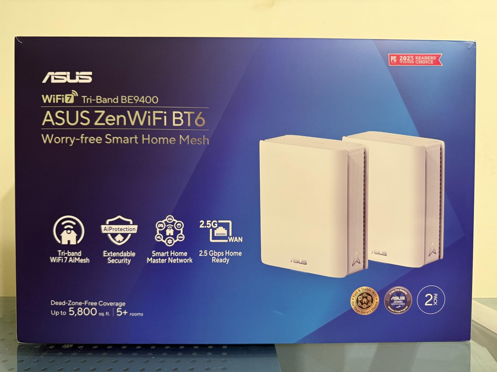 ASUS ZenWiFi BT6 Tri-Band WiFi 7 Mesh, 9.4 Gbps, 7600 sq.ft. (3pk), 2.5G WAN Port, Security and Parental Controls Included, Smart Home Master SSIDs, 4G & 5G Mobile Tethering- BT6 (W-3-PK) customer photo 1