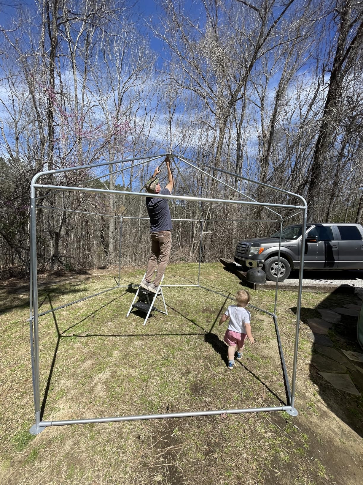 MU 7x7x7.6 FT Greenhouses for Outdoors, Heavy-Duty Green House for Outside, Walk in Winter Greenhouse with 180g Double Layer PE Cover, Ground Stakes, Great for Garden/Patio/Backyard customer photo 2