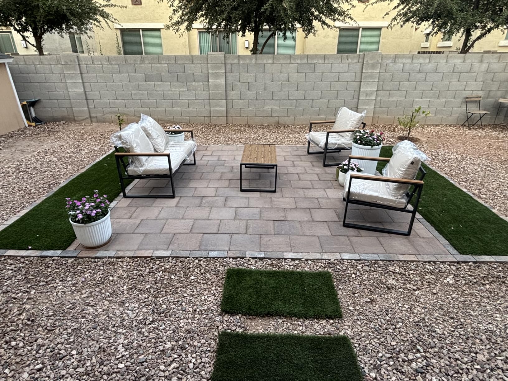 Patio Furniture Set, 4 Pieces Outdoor Patio Furniture with Coffee Table Set, Metal Patio Conversation Sets with Washable and High-Resiliency Sponge Cushions, Upgarded Beige customer photo 1
