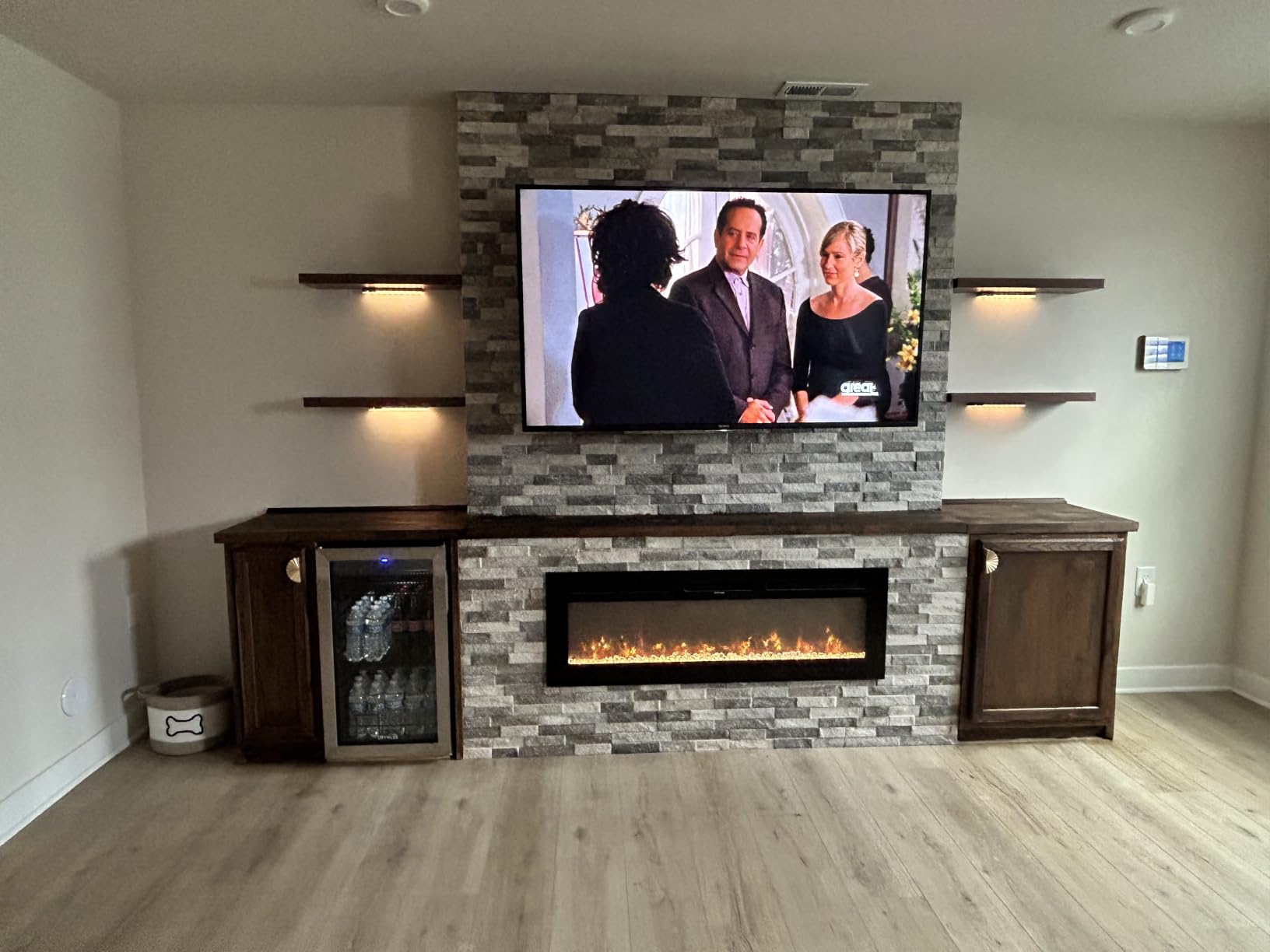 EUHOMY 50 Inch Electric Fireplace Wall Recessed and Wall Mounted with Adjustable Flame Color, Fireplace Heater with Remote Control, Linear Fireplace with Timer, Touch Screen, Log & Crystal, 750/1500W customer photo 1