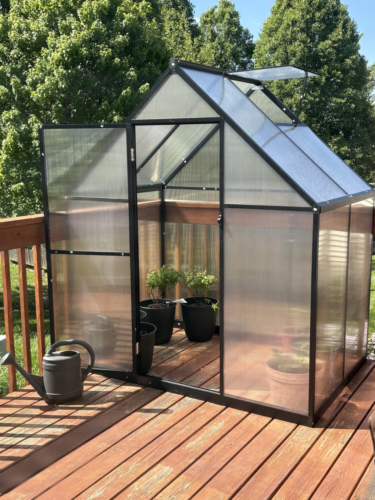 8X10FT Enhanced Aluminum Walk-in Greenhouse for Outdoors with Thermometer | Easy Assembly, UV-Resistant Panel, Rain Gutter, Lockable Hinged Door, Built-in Reinforcement, For Vegetable, Flower and Herb customer photo 2