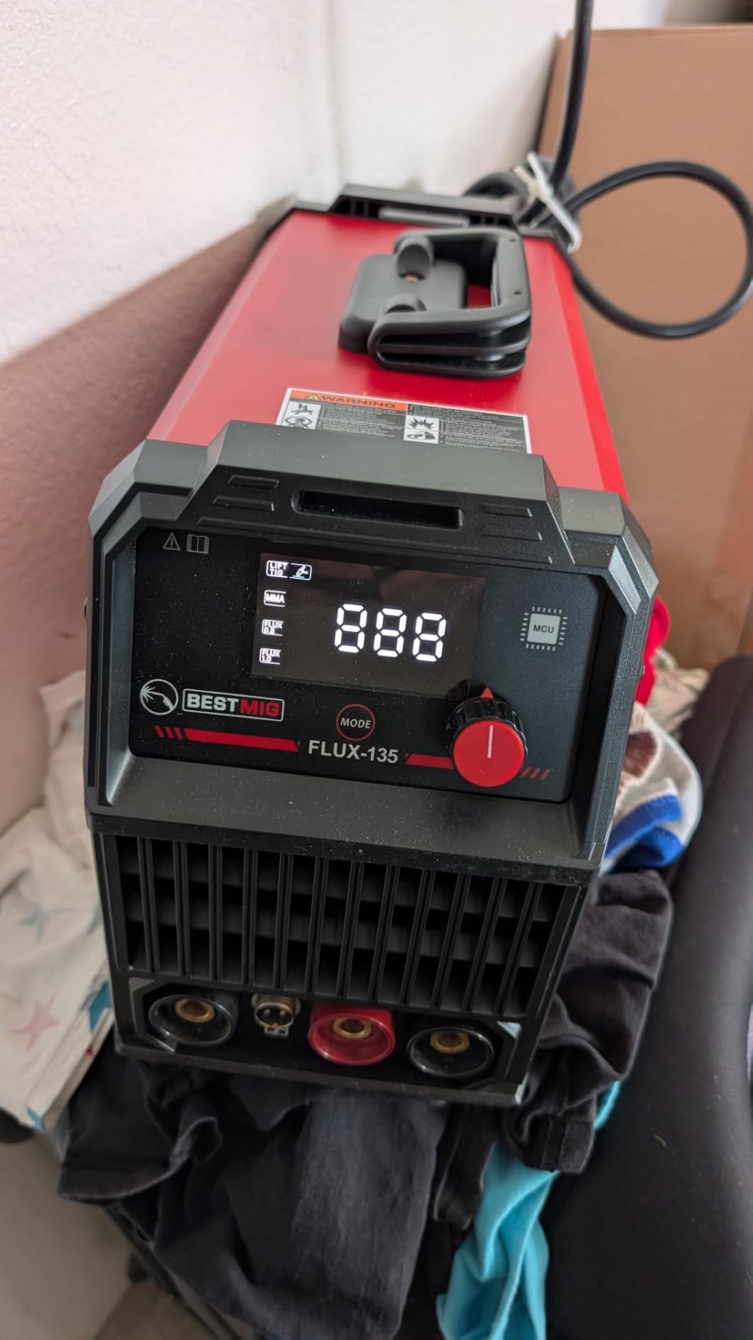 BESTMIG 135A MIG Welder - 3-in-1 Flux Core Welder, MIG/Lift TIG/Stick Welding Machine - Portable IGBT Inverter - 110V with Welder Helmet and Gloves (Red Black, MIG 135A Welder) customer photo 2