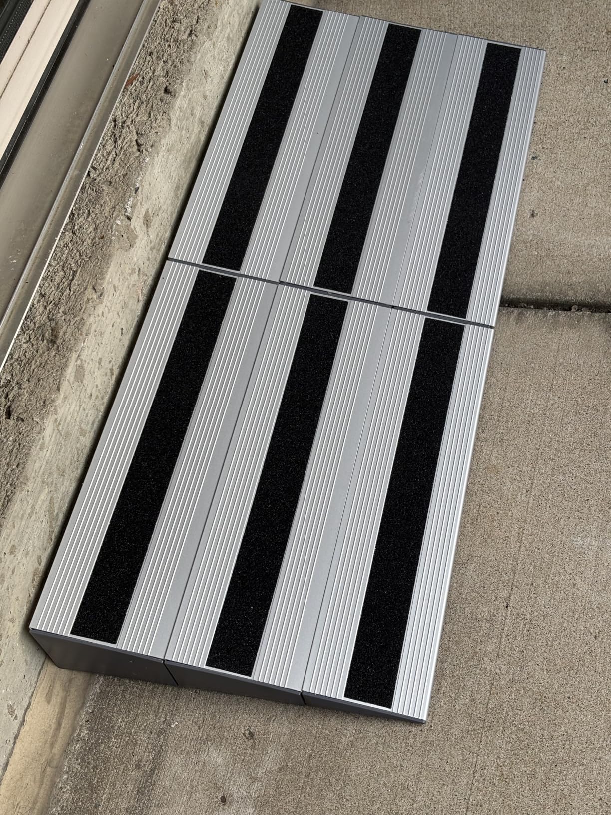 3 Inch Threshold Ramps for Doorways, Wheelchair Ramp for Home Steps | 31.5 in Wide, Modular Aluminum Panels, 1100 lb Capacity, Curb and Step Access, Scooters and Power Chairs, Indoor/Outdoor Use customer photo 1
