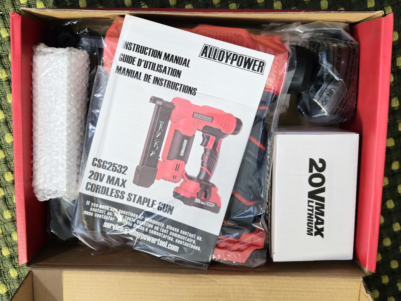 ALLOYPOWER 18 Gauge Nail Gun Battery Powered, 2 in 1 Cordless Brad Nailer/Electric Stapler with 2.0Ah Battery and Charger,1000pcs Nails and 500pcs Staples Included for Home Improvement & Woodworking customer photo 2