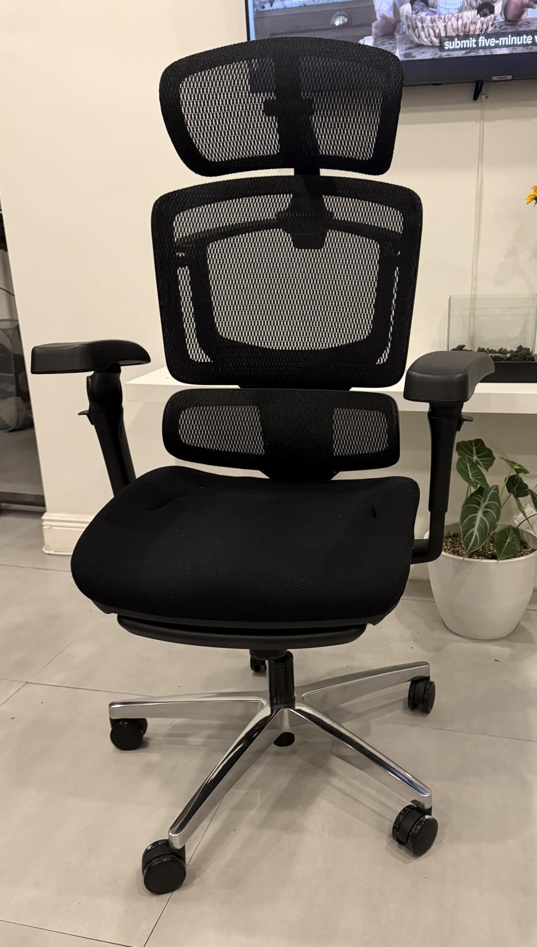 FLEXISPOT ErgoX Premium Ergonomic Office Chair with Footrest - Adjustable 3D Armrests, Dynamic Lumbar Support, Recline & Tilt Function, Mesh Seat, for Home & Office Use, Black customer photo 2