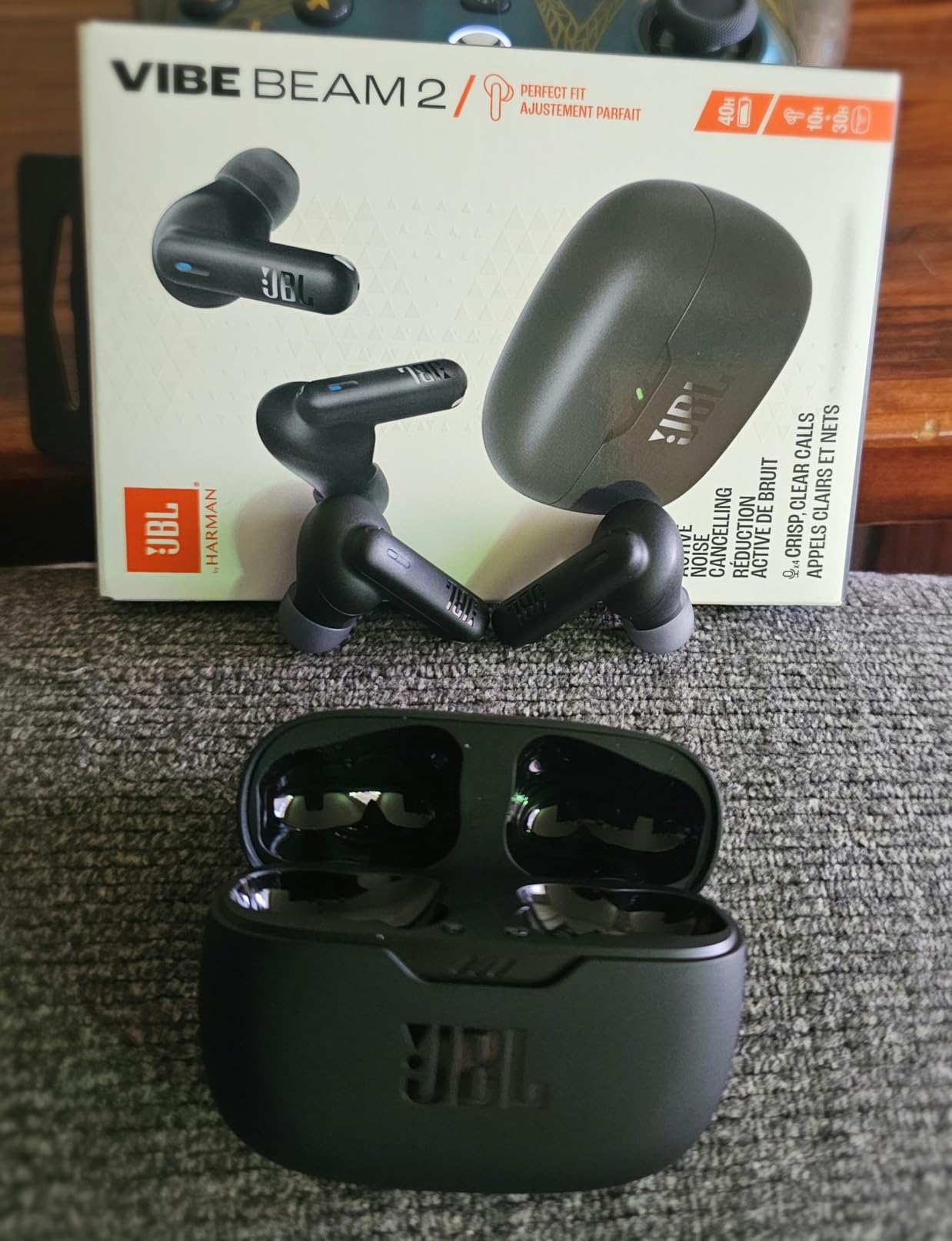 Vibe Beam 2 - True Wireless Noise Cancelling Earbuds with JBL Pure Bass Sound & Smart Ambient Technology, 4mics for Crisp, Clear Calls, up to 40Hrs of Playback, IP54 Dust & Water Resistant (Blue) customer photo 2