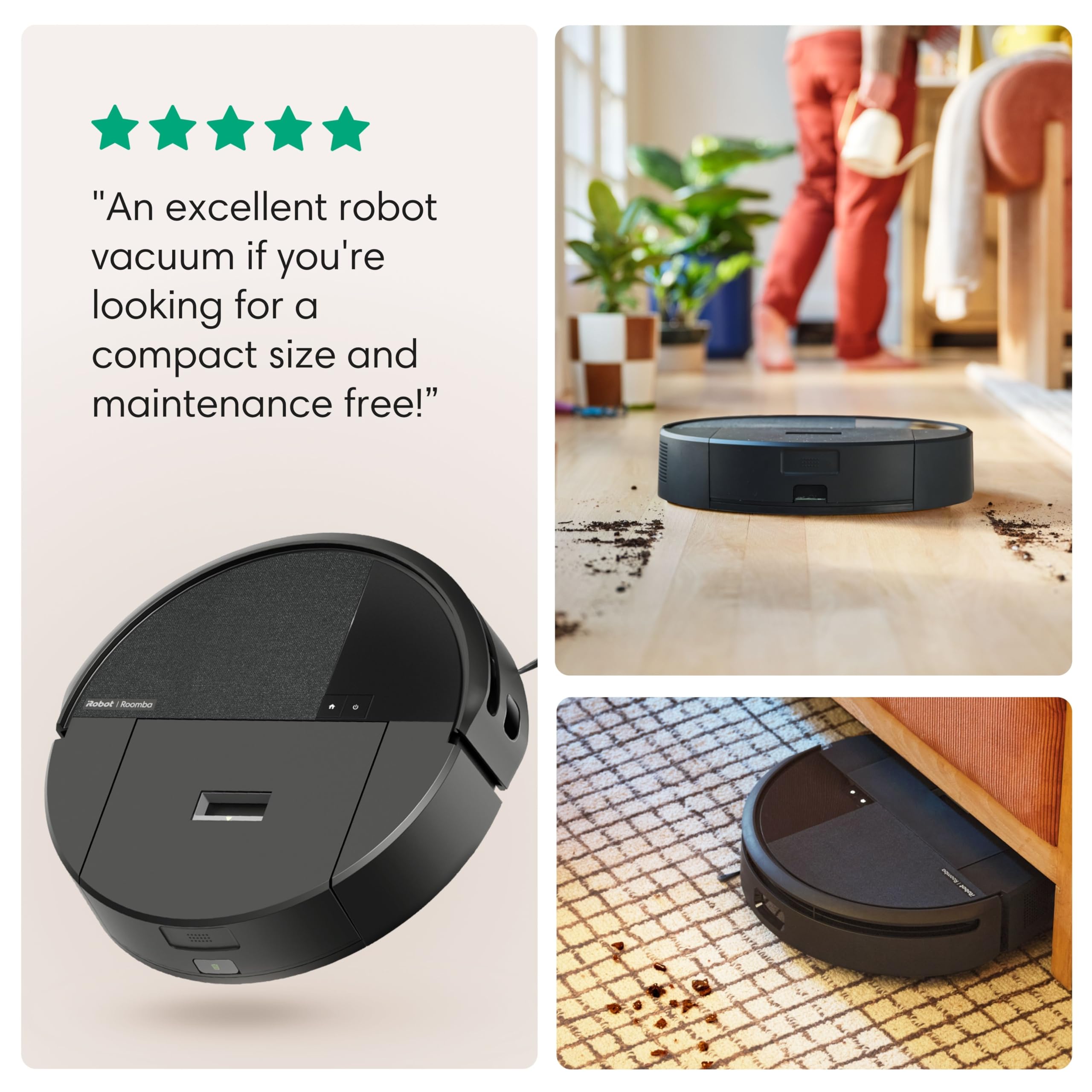 iRobot Roomba 205 DustCompactor Vac Robot Vacuum - Compacts Dirt Inside, No Emptying for 60 Days, Space Saving, No Dock Needed, Bagless, Intense Power-Lifting Suction, LiDAR Navigation, Multi-Surface customer photo 2