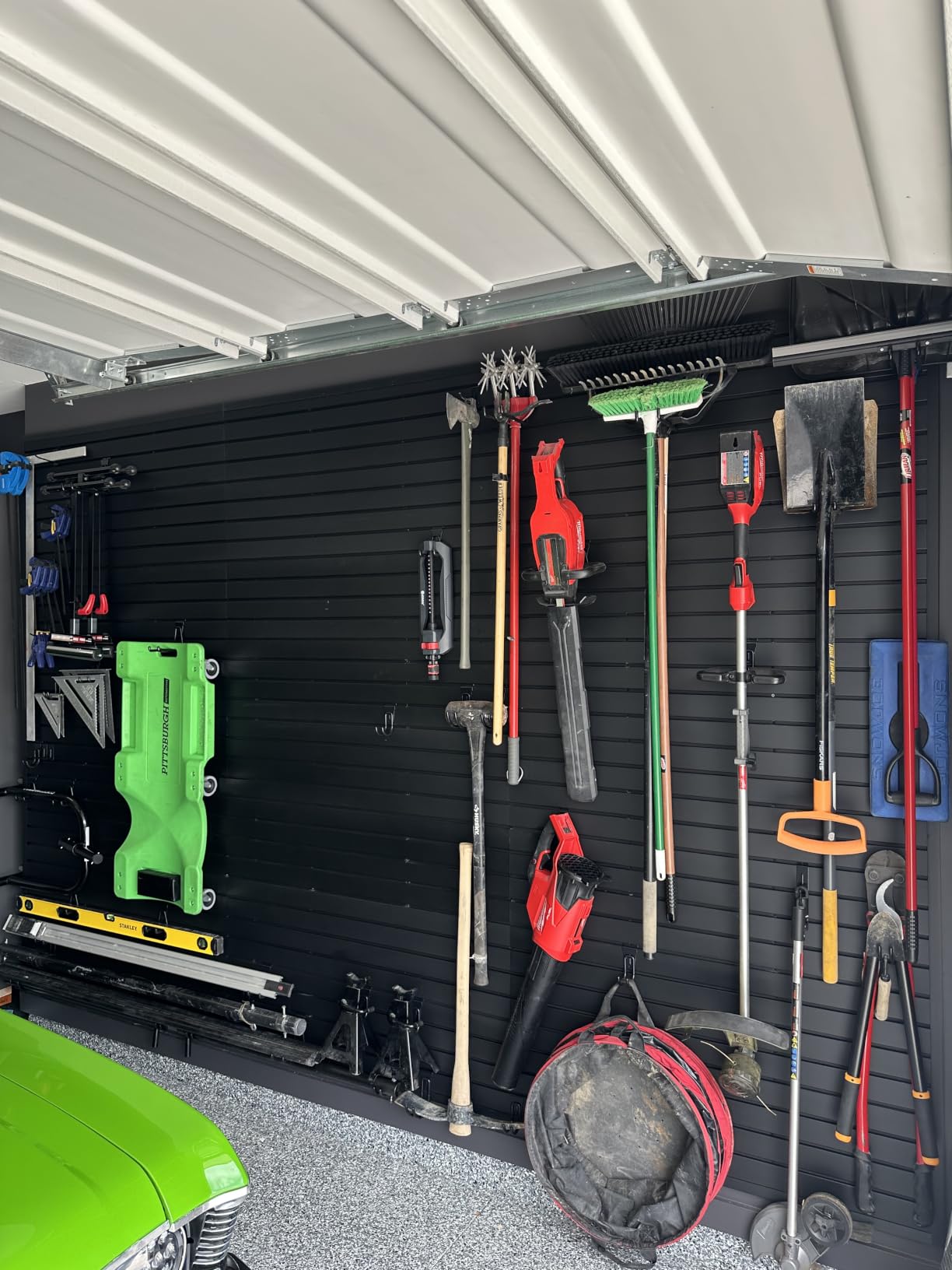 VEVOR Slat Wall Paneling, 8 x 4 ft, PVC Garage Slatwall without Accessories, Black Slat Wall Easy-to-Install Adjustable Slatwall Panel with Coupling Structure & DIY Cutting, Fits for Storage & Display customer photo 1