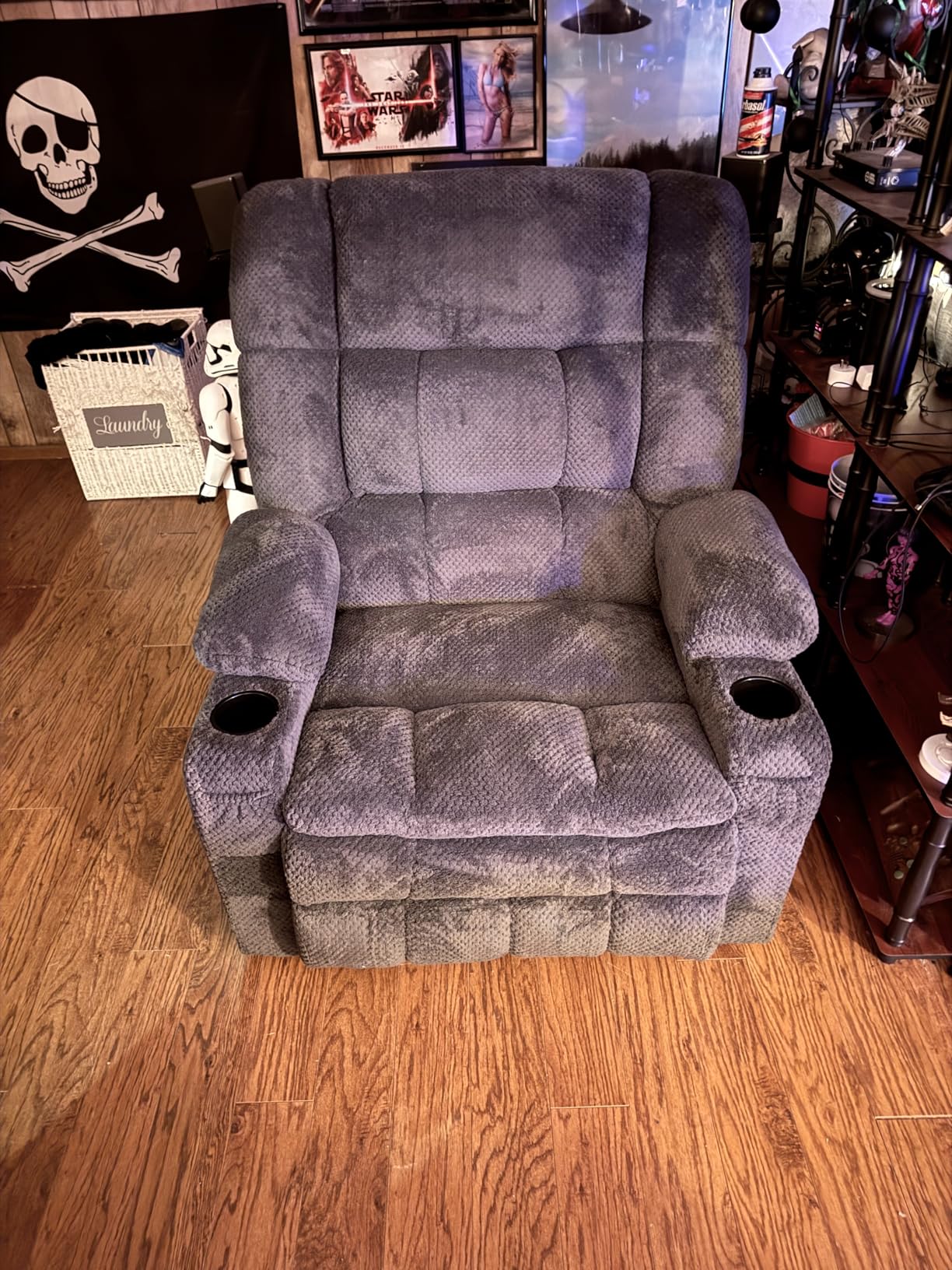 MCombo Large Dual Motor Power Lift Recliner Chair for Elderly, Zero Gravity Lift Chair with Heat and Massage, Infinite Position Lay Flat Recliner, USB Ports, Fabric 7896 (Large, Navy Blue) customer photo 1