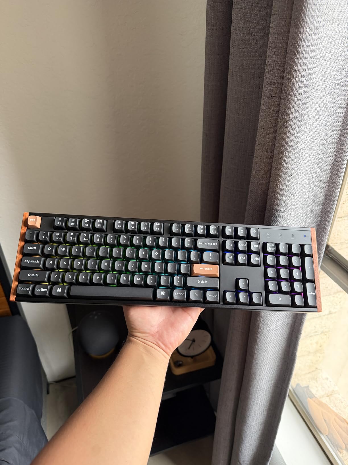 Keychron K10 HE Hall Effect Keyboard, Gateron Double-Rail Nebula Magnetic Switch, Full-Size Tri-Mode Wireless Keyboard with Rapid Trigger, Adjustable Actuation, RGB, Aluminum + Wood Frame - Black customer photo 1