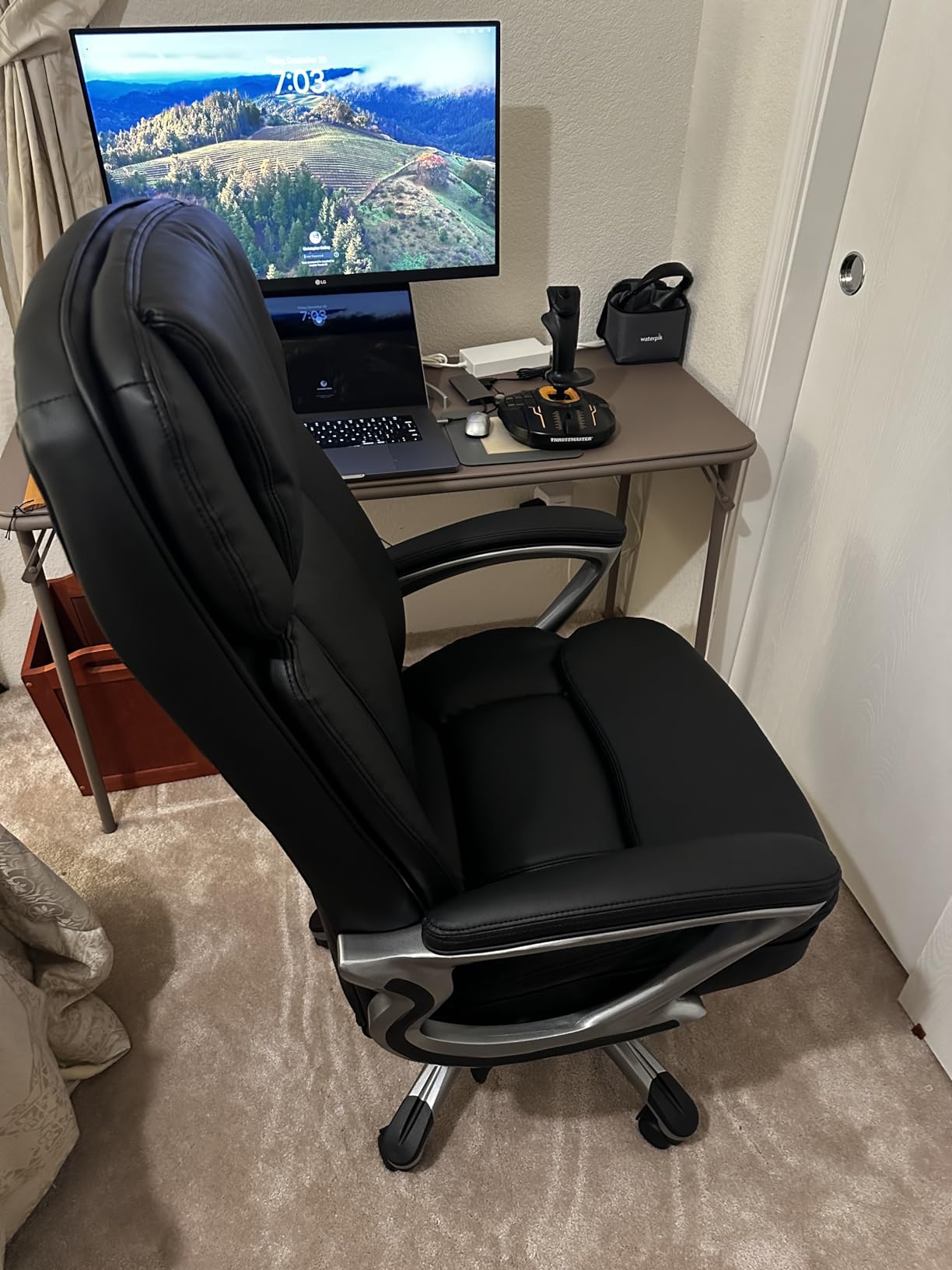 Serta Torrington Big & Tall Office Chair, with Flip-Up Padded Armrests, Ultra-Comfortable ComfortCoils Seat Cushion Technology, Modern Executive Premium PU Desk Chair, Black customer photo 2
