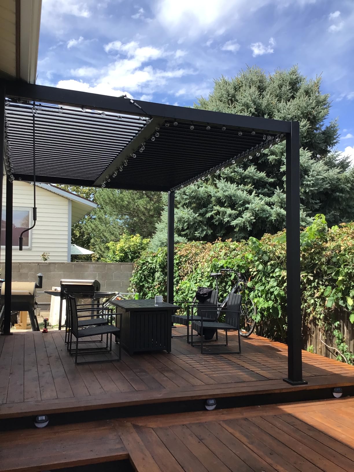 LVUYOYO Outdoor Louvered Pergola 10' x 10', Patio Aluminum Pergola with Adjustable Roof, Metal Gazebo for Backyard, Garden, Deck(Black) customer photo 1