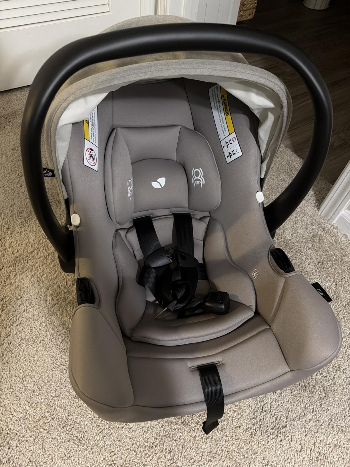 Joie Baby Rue Lightweight Infant Car Seat & Anti-Rebound Base, Side-Impact Protection, 5-Point Harness, and UPF 50+ Canopy for Newborns and Infants (Shale Dark) customer photo 2