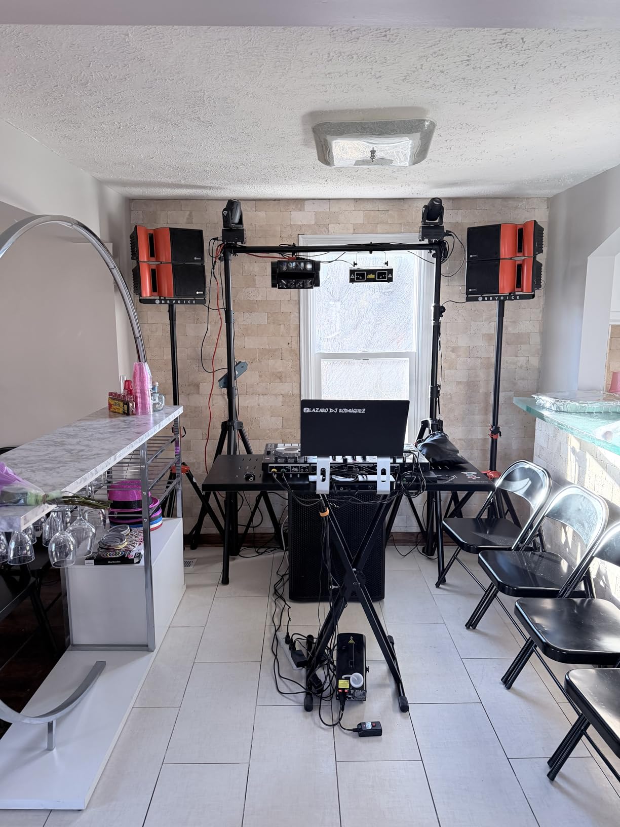 PRORECK 18-Inch 4000W Stereo PA Speaker System with Bluetooth/USB, 4 Line Array Speakers, 1 Active Subwoofer, 2 Tripods customer photo 2
