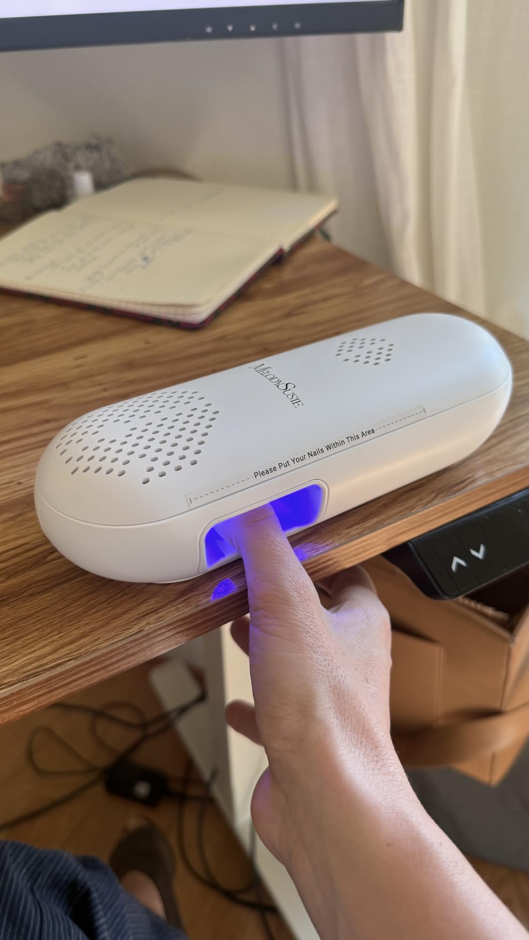 MelodySusie Compact Cordless UV Nail Lamp, P-PLUS20F with Innovative Rotatable Panel & UV Protection Design, Rechargeable UV Light Cures All Gels, Especially Rhinestone Glue & Liner Gel Polish Pink customer photo 1