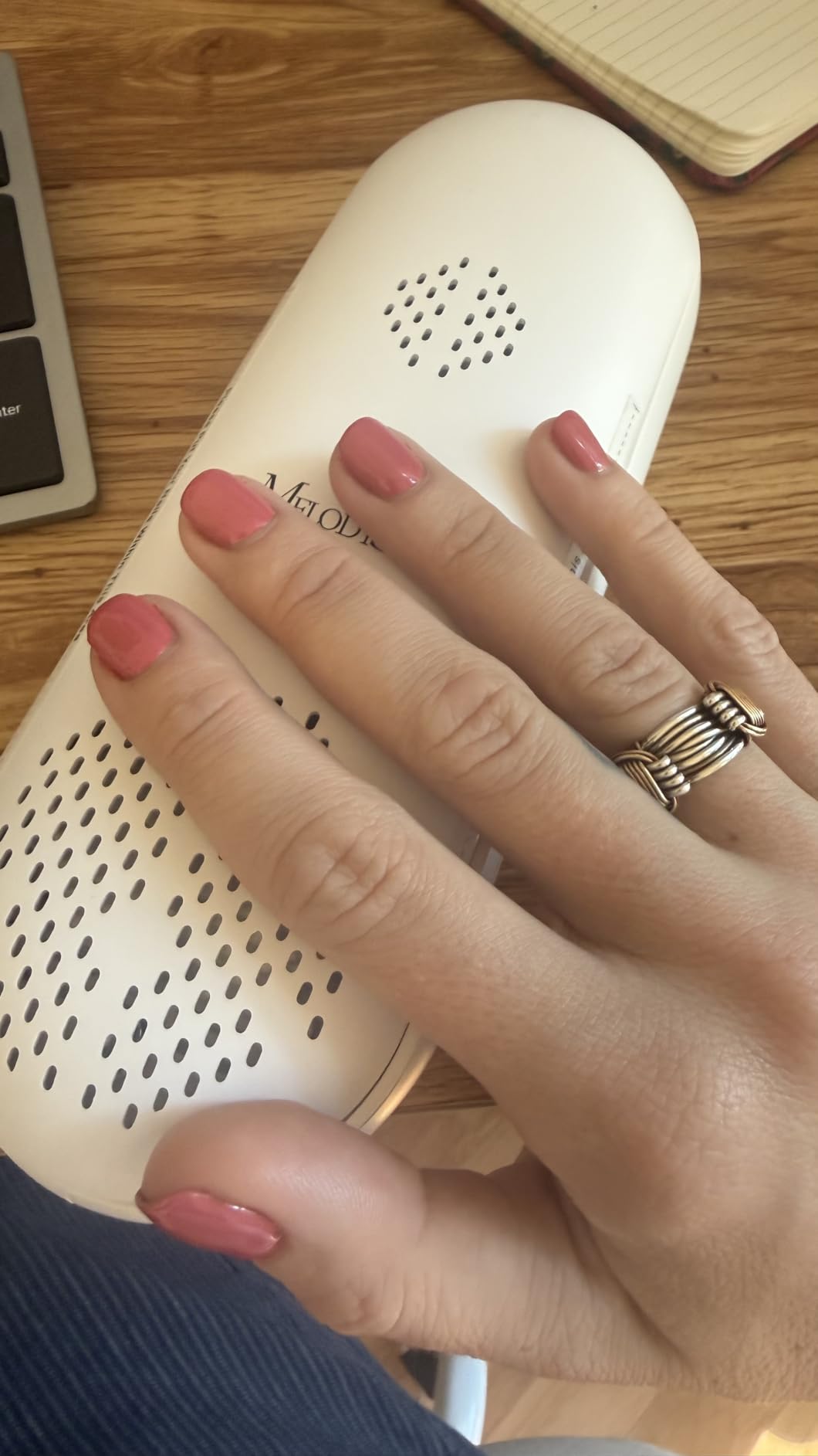 MelodySusie Compact Cordless UV Nail Lamp, P-PLUS20F with Innovative Rotatable Panel & UV Protection Design, Rechargeable UV Light Cures All Gels, Especially Rhinestone Glue & Liner Gel Polish Pink customer photo 2