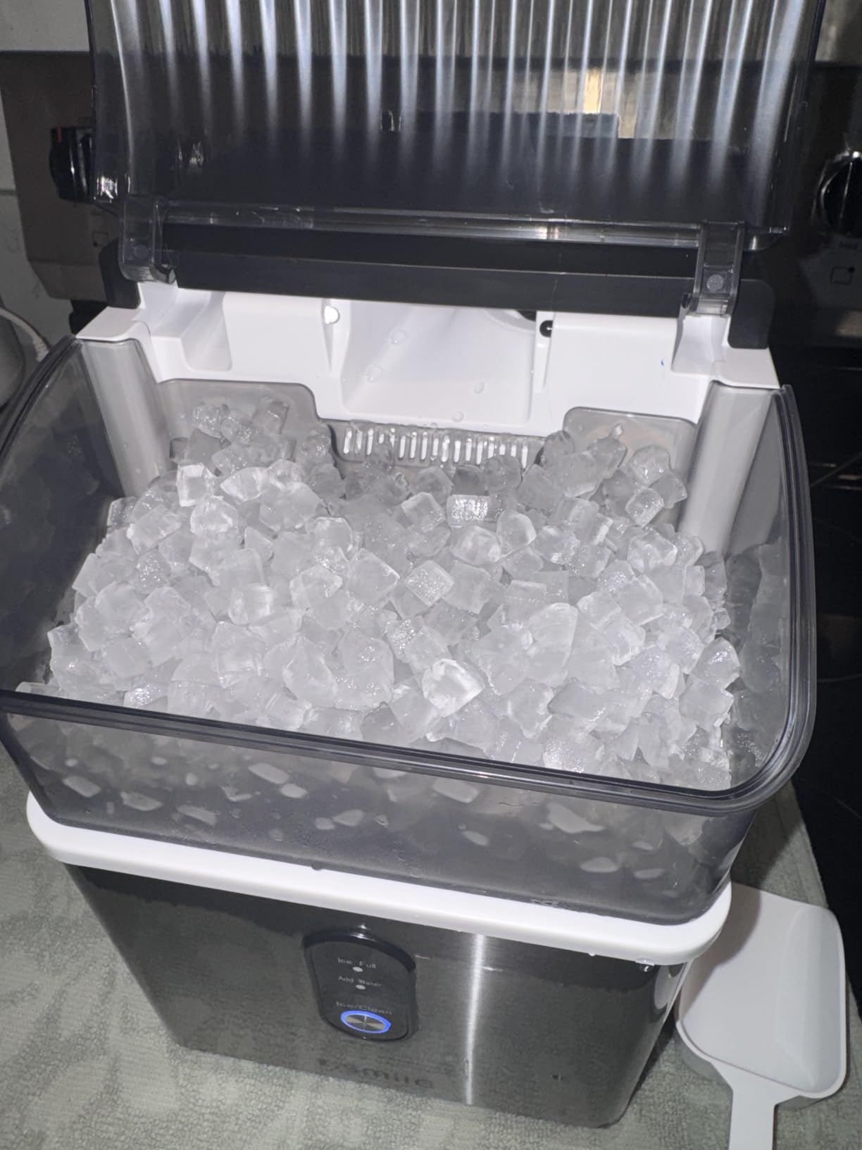 Kismile Nugget Ice Makers Countertop, Portable Ice Machine with Crushed Ice, 35lbs/Day, Self-Cleaning, One-Click Operation for Home Use(Silver) customer photo 2