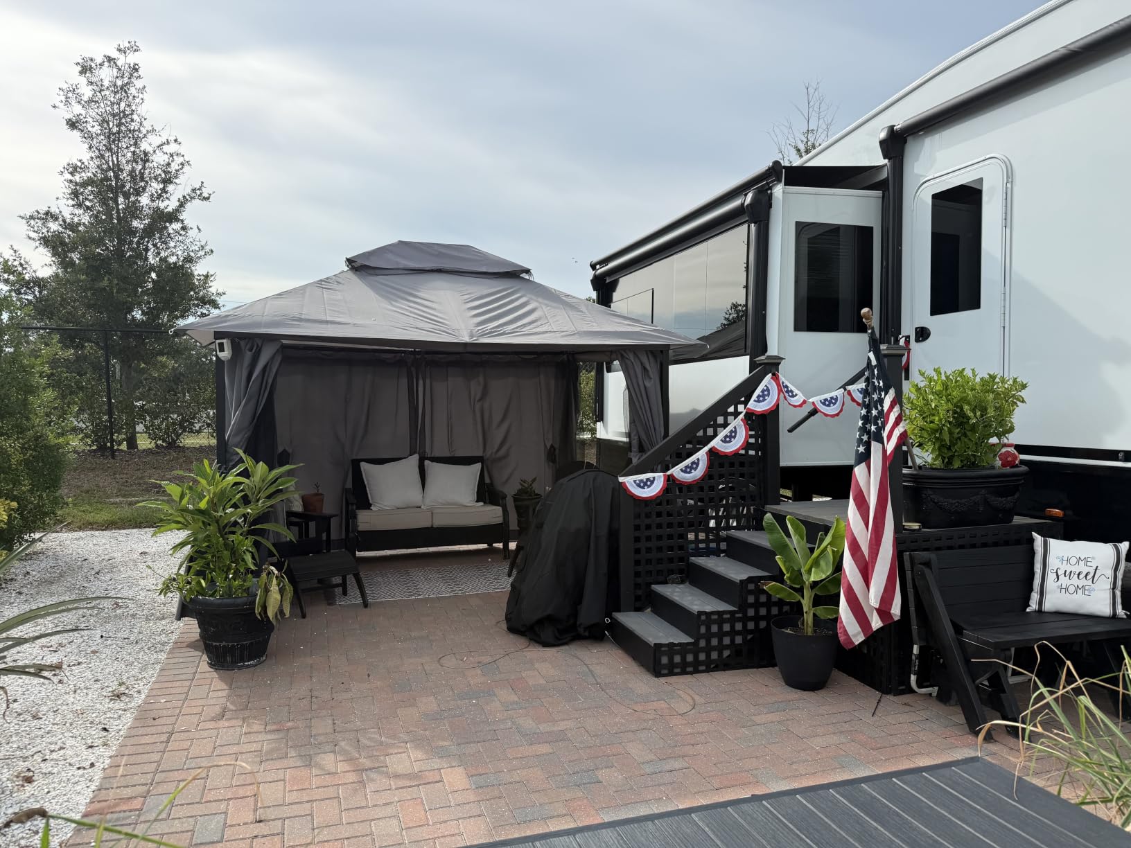 Aoxun 12x10 Gazebo Metal Frame Canopy Tent, Gray | Outdoor Party Tent with Double Roofs Heavy Duty | Mosquito Netting and Privacy Screen customer photo 1