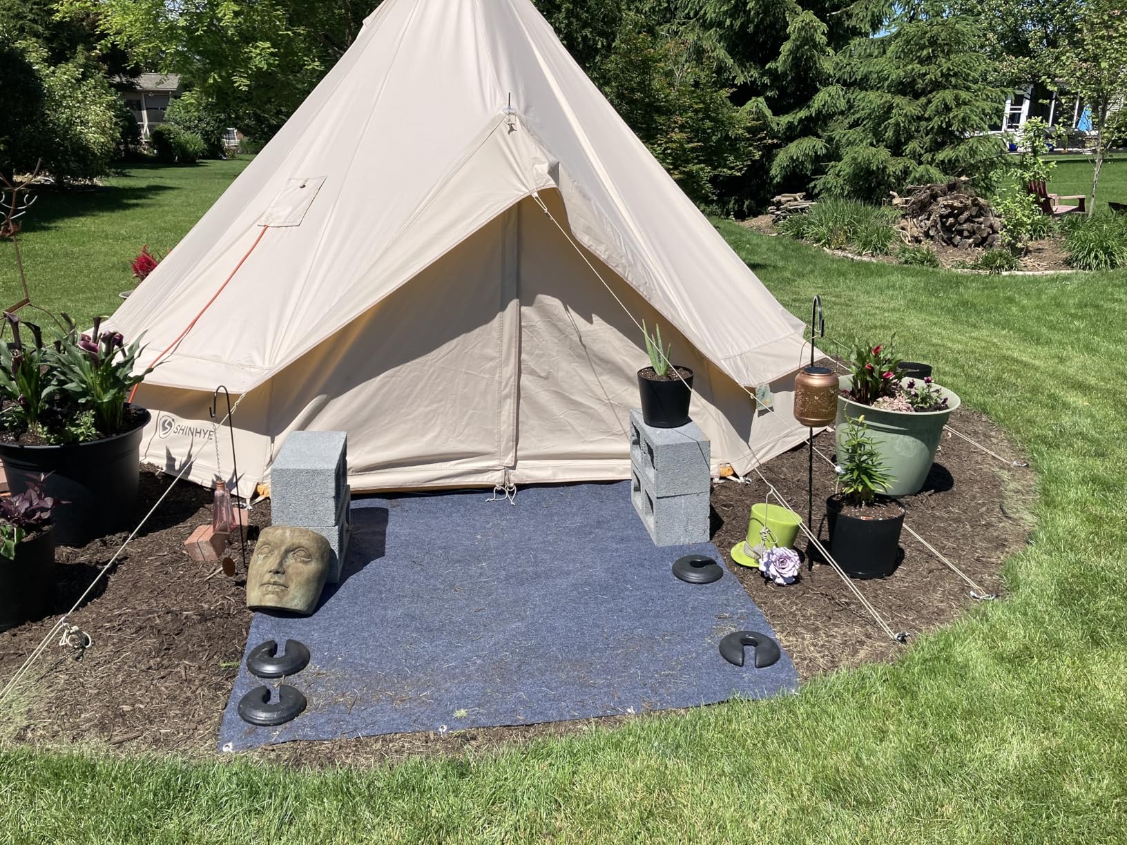 ShinHye Canvas Bell Tent Yurt Tent 4 Seasons for Camping 100% Cotton Glamping Tents with Stove Jack, Family Camping Outdoor Hunting Party customer photo 2