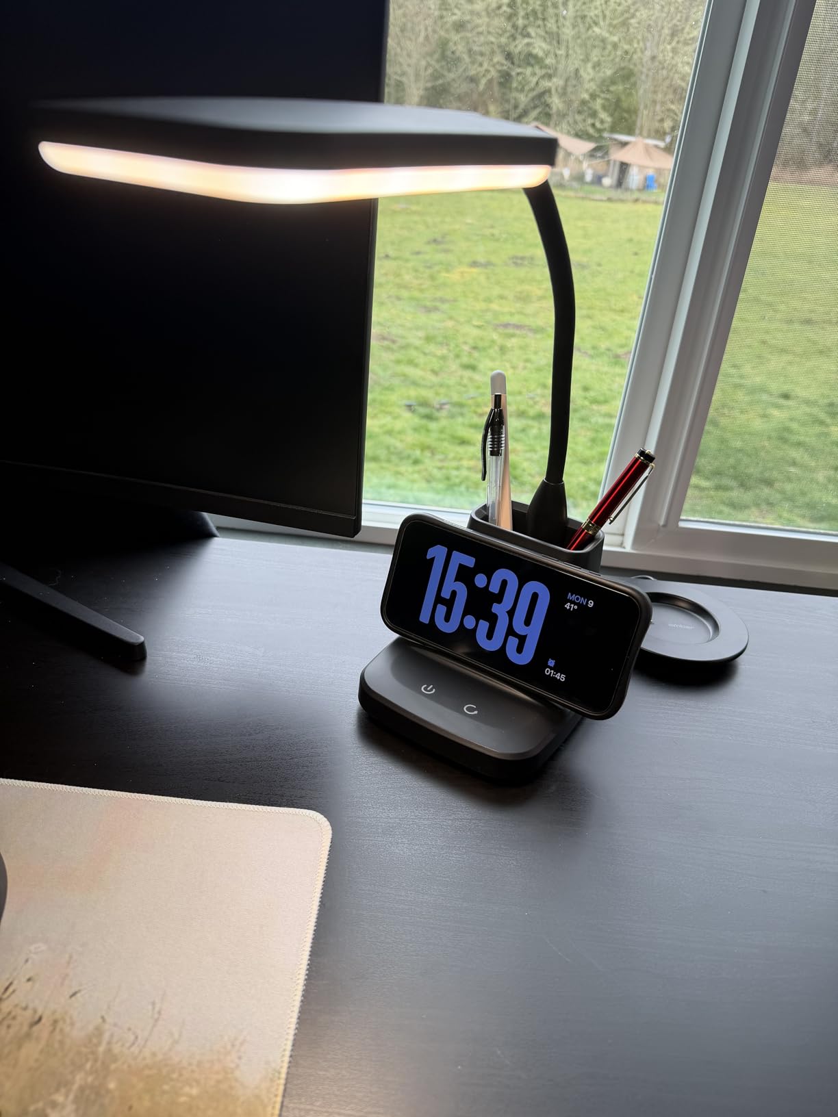 Desk Lamp, Table Lamp with Wireless Charger & USB Port, 800LM CRI95 3 Color Modes Dimmable Touch Flexible Arm Pen Holder, LED Desk Lamps for Home Office, College Dorm Room, Adapter Included customer photo 2