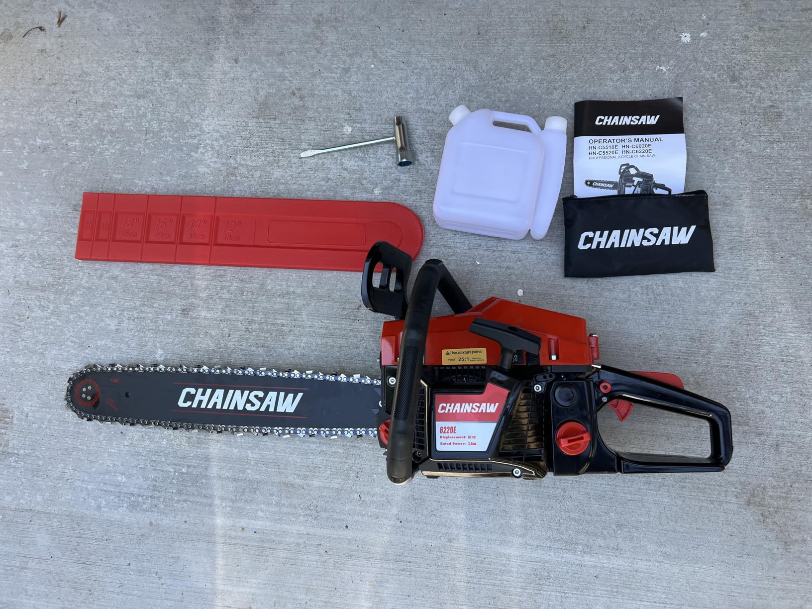 62CC Gas Chainsaw, 20 Inch Power Chain Saw, 2-Cycle Handed Petrol Chainsaws Gasoline Chainsaws Garden Tool for Cutting Trees, Wood, Outdoor Home Garden and Farm Use customer photo 2