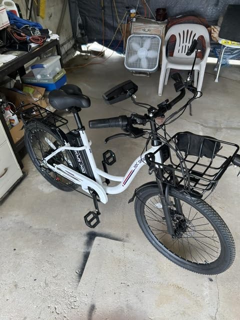 Electric Bike for Adults, Peak 700W Motor 20MPH, 374.4Ah Removable Battery 50Miles Ebike, 24'' Step Thru City Cruiser E Bike, 7-Speed, Full Suspension, Front Basket, UL 2849 Standard customer photo 1
