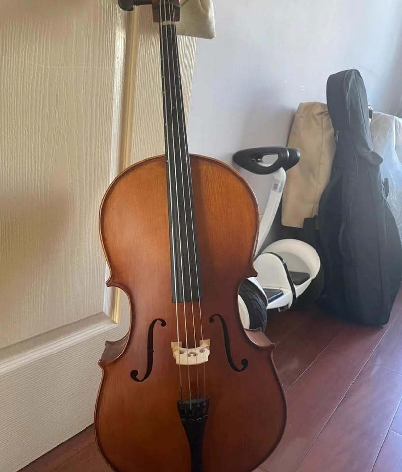 Full Size Cello Kit, Acoustic Cello Instrument for Adults,Students,Beginners,Complete Cello 4/4 Set with Portable Bag, Bow, Rosin, Natural Color customer photo 2