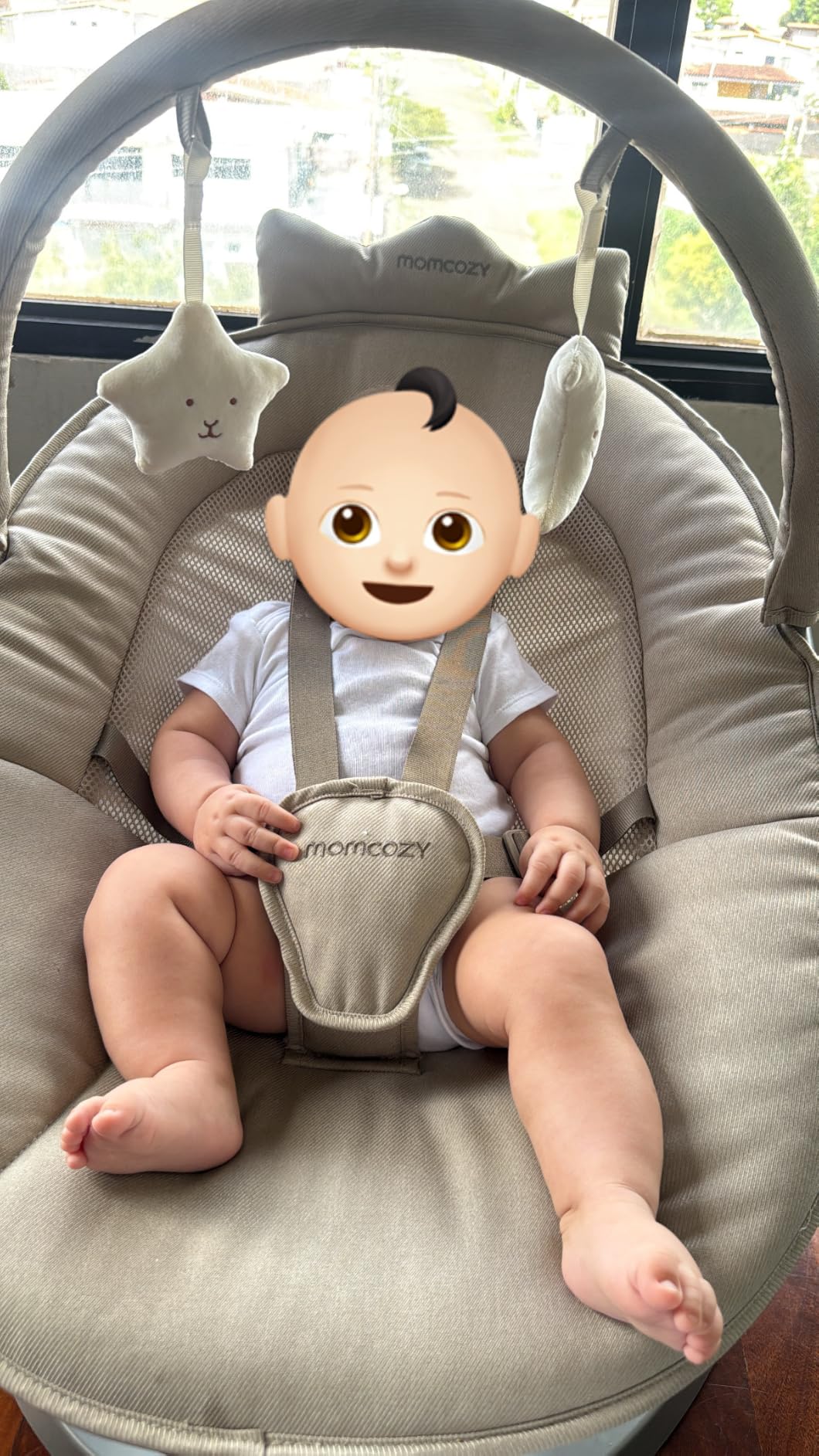 Momcozy 2-in-1 Electric Baby Swing, Dual-Arm Support System & Parent-Inspired Motions, Convertible to Toddler Seat up to 66 lbs, Adjustable Height, Lightweight, Khaki customer photo 2