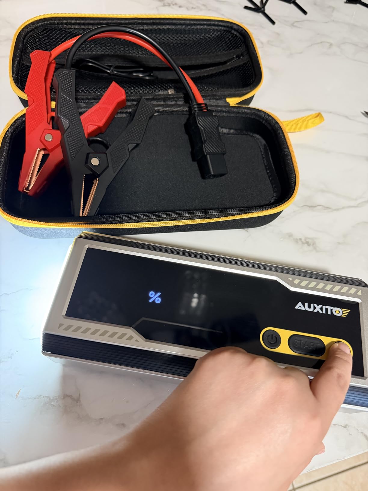 AUXITO 6000A Jump Starter, 12V Car Battery Jump Starter, Up to All Gas & 12L Diesel Engine with LED Display, Portable Jump Box with 3 Modes Flashlight and Jumper Cable, Storage Case customer photo 2