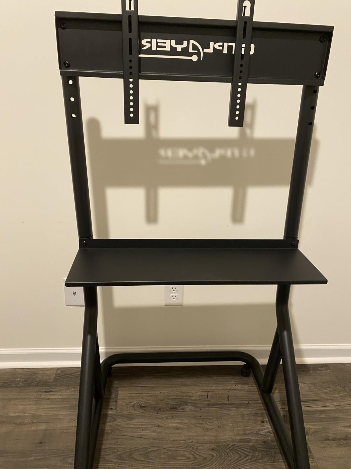 GTPLAYER Monitor Stand Mobile TV Stand with Adjustable Height for 32-65 Inch Display TV Mount Fit for Racing Wheel Stand, Racing Simulator Cockpit, Only Monitor Stand, TV Not Included, Black customer photo 2