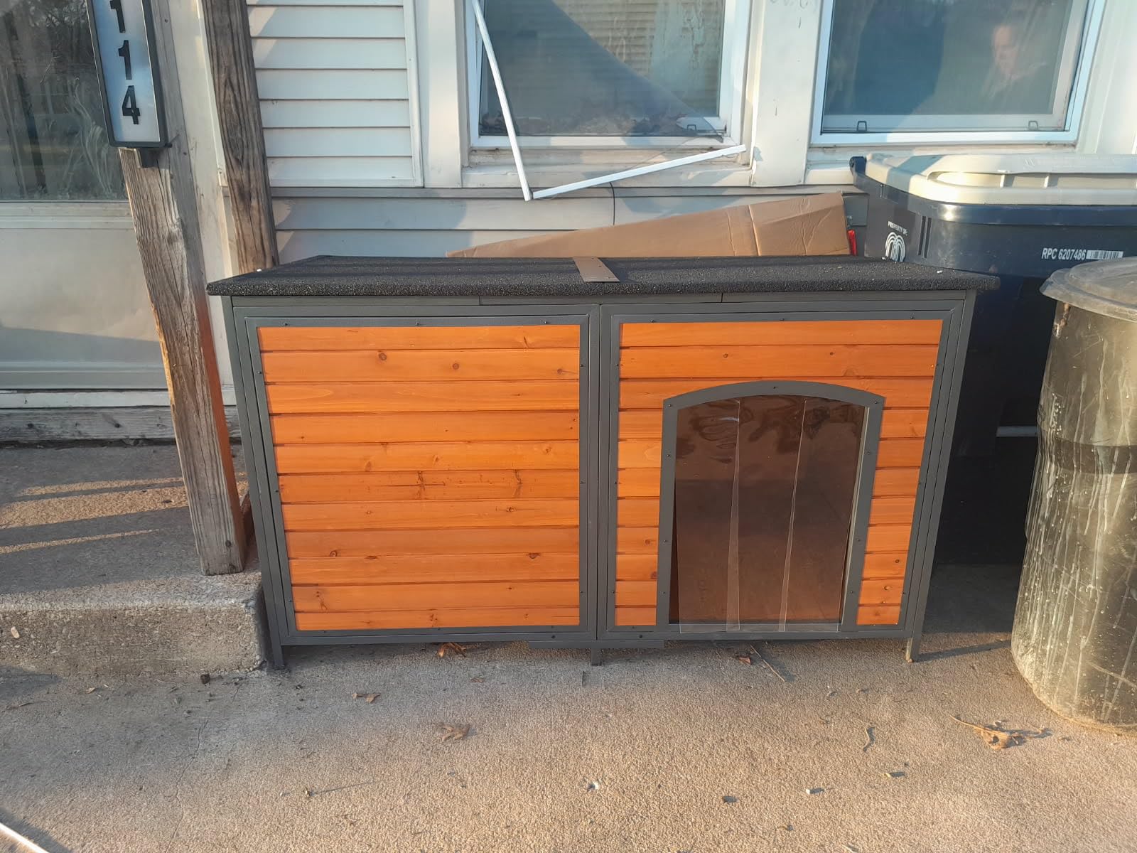 Extra Large Dog House Outdoor Weatherproof Dog Shelter Large Wooden Insulated Houses with Upgrade Anti-Chewing Iron Frame customer photo 1