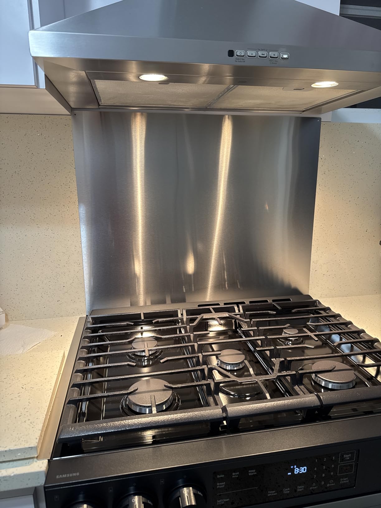 Micmi 48 inch Built-in Range Hood Insert Vent, Dual Motors Stainless Steel Kitchen 1400 CFM with Push Button Control, Ducted, Baffle Filters, 4 Speed Stove Exhaust Fan, ETL listed customer photo 2