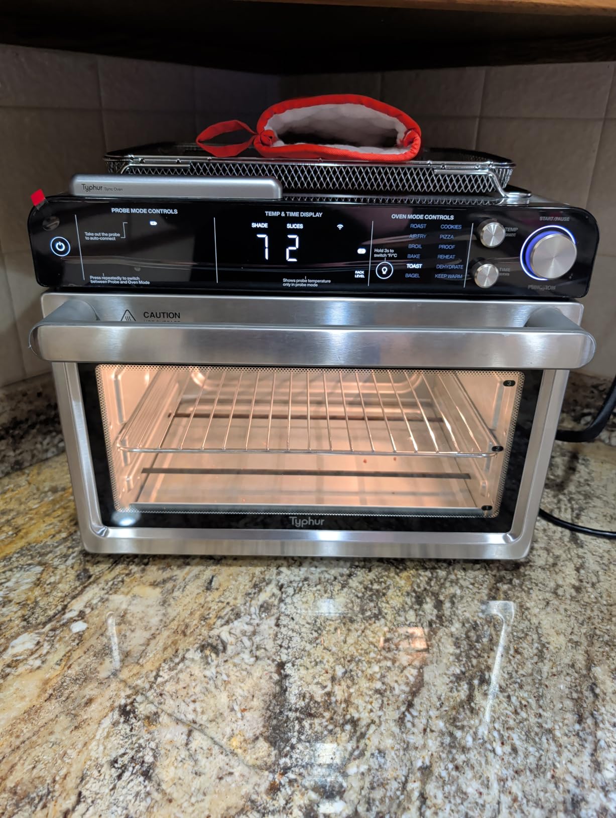 Typhur Sync Oven with Smart AI Wireless Meat Thermometer Probe, 12-in-1 Countertop Air Fryer Toaster Oven Combo, 360 Turbo Convection, Dehydrator, Recipe & 5 Accessories, Large 27QT, Stainless Steel customer photo 1