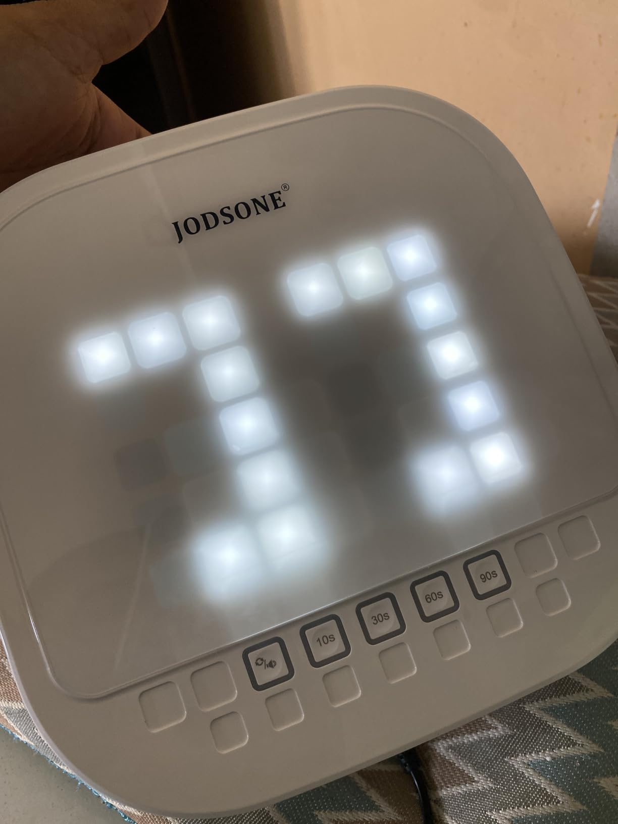 JODSONE U V Nail Lamp Rechargeable Portable with 3 Timers and LCD Display Screen for Nail Dryer Gel White customer photo 1