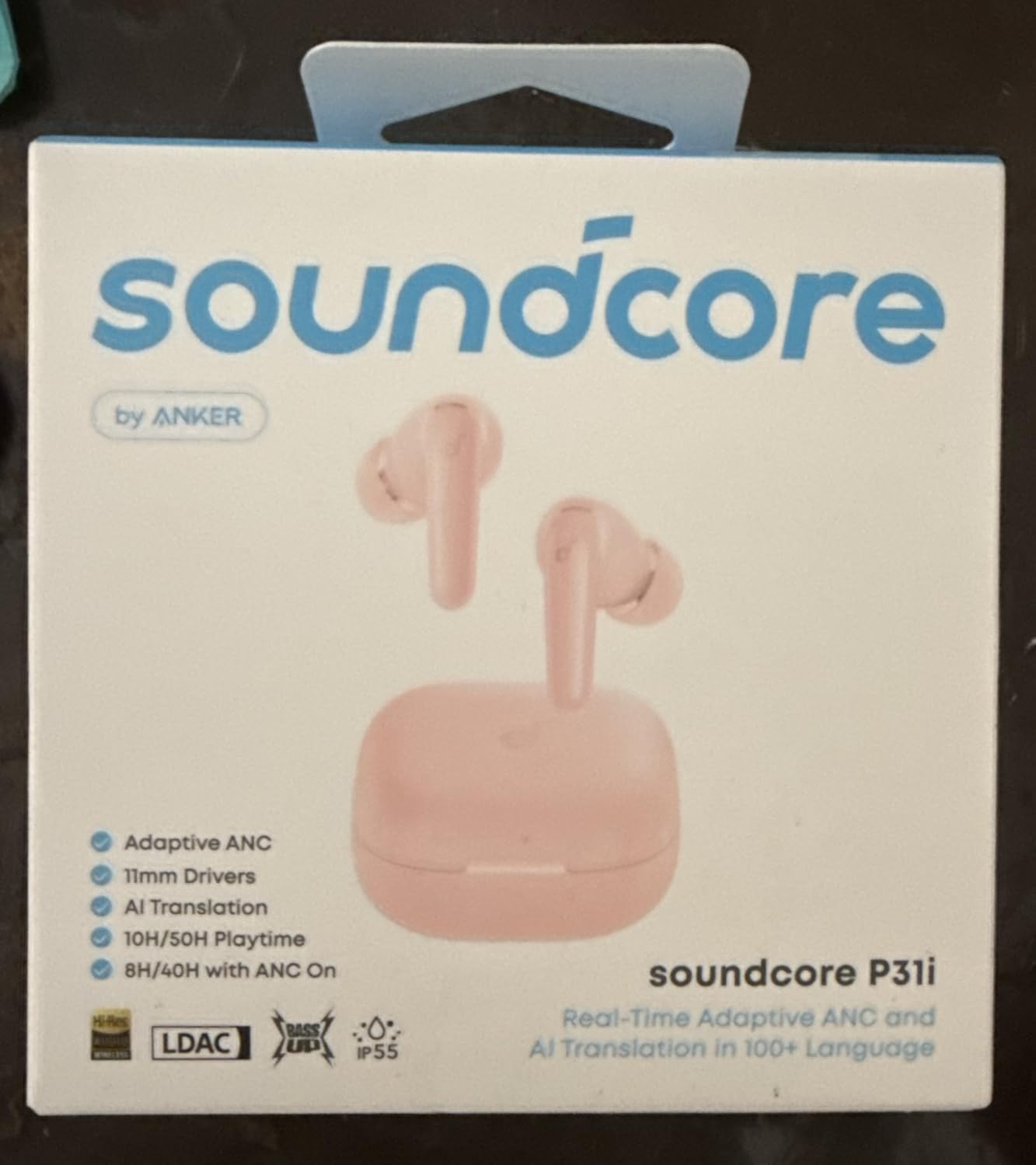 Soundcore P31i by Anker, Real-Time Adaptive Noise Cancelling, Hi-Res Sound, Translation Earbuds, 50H Playtime, Wireless Earbuds, Bluetooth Earphones, Spatial Audio, Fast Charging, IP55 (Black) customer photo 1