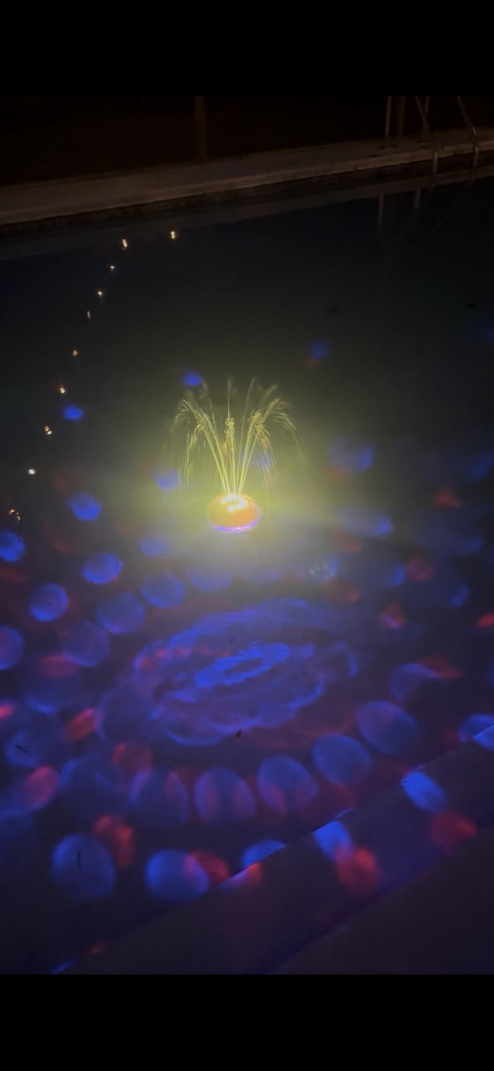 Luxfero 3 in 1 Floating Pool Fountain with Pool Speaker & Lights, 2026 New Rechargeable Pool Fountain, Floating Bluetooth 5.4 Speaker IP68 Waterproof, Above Ground Pool Water Fountain with Anchor-White customer photo 2