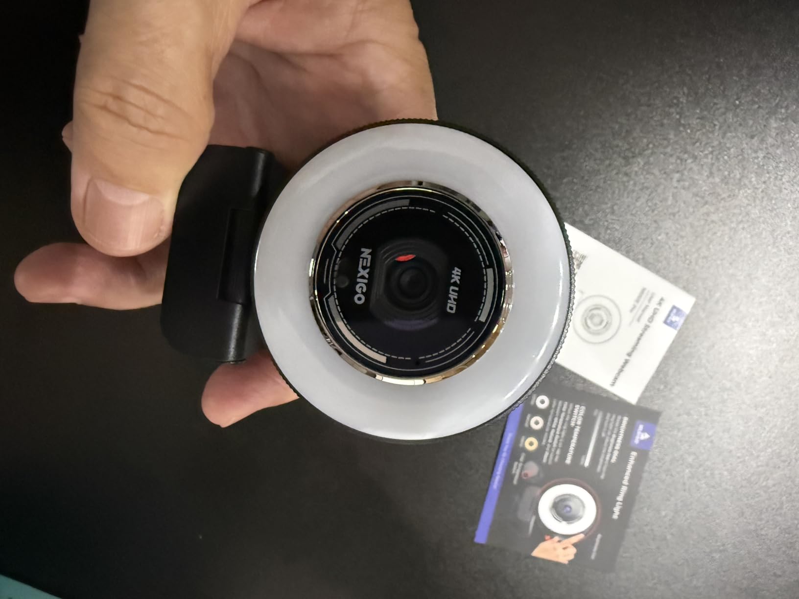 NexiGo N680E Pro 4K Webcam with Ring Light, PDAF Autofocus, 1080p 60FPS, Dual Noise-Canceling Mics, Privacy Shutter, USB Plug-and-Play for Zoom, Teams, Twitch, Google Meet customer photo 1