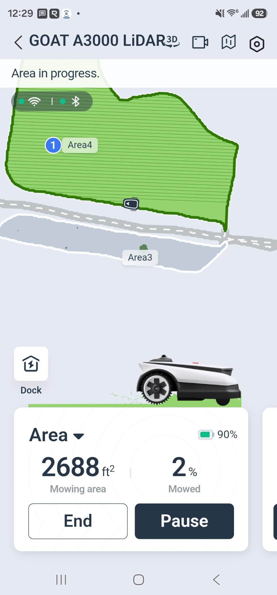 ECOVACS Goat A3000 LiDAR PRO Robotic Lawn Mower for Up to 3/4 Acre, 7500 mAh Battery with 189W Fast Charging, Wire-Free Dual-LiDAR Navigation, Built-in TruEdge Edge Trimmer, Smart App Control customer photo 2