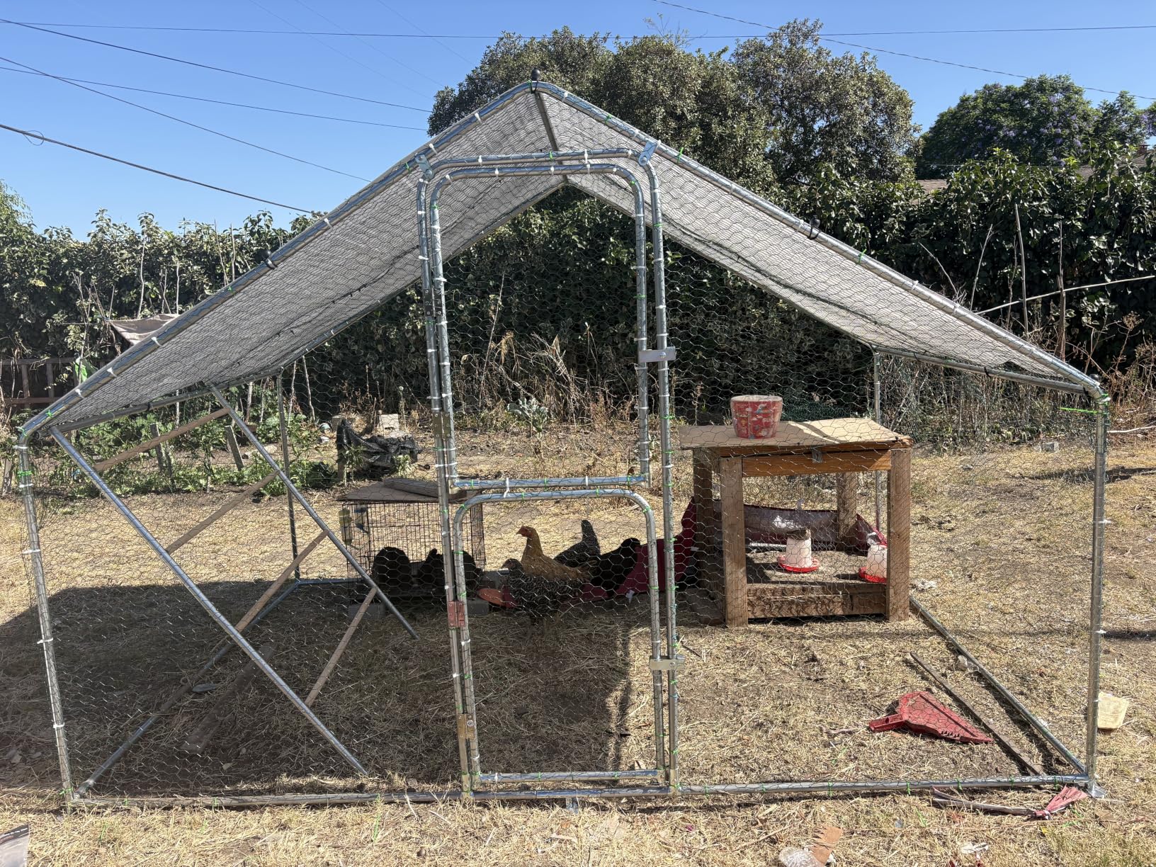 UDPATIO Large Metal Chicken Coop Walk in Run House Pen Galvanized Frame | Double Feed Door UV-Resistant Cover Outdoor Cage for Bird Duck Rabbit Hen 6-10 Silver M customer photo 2